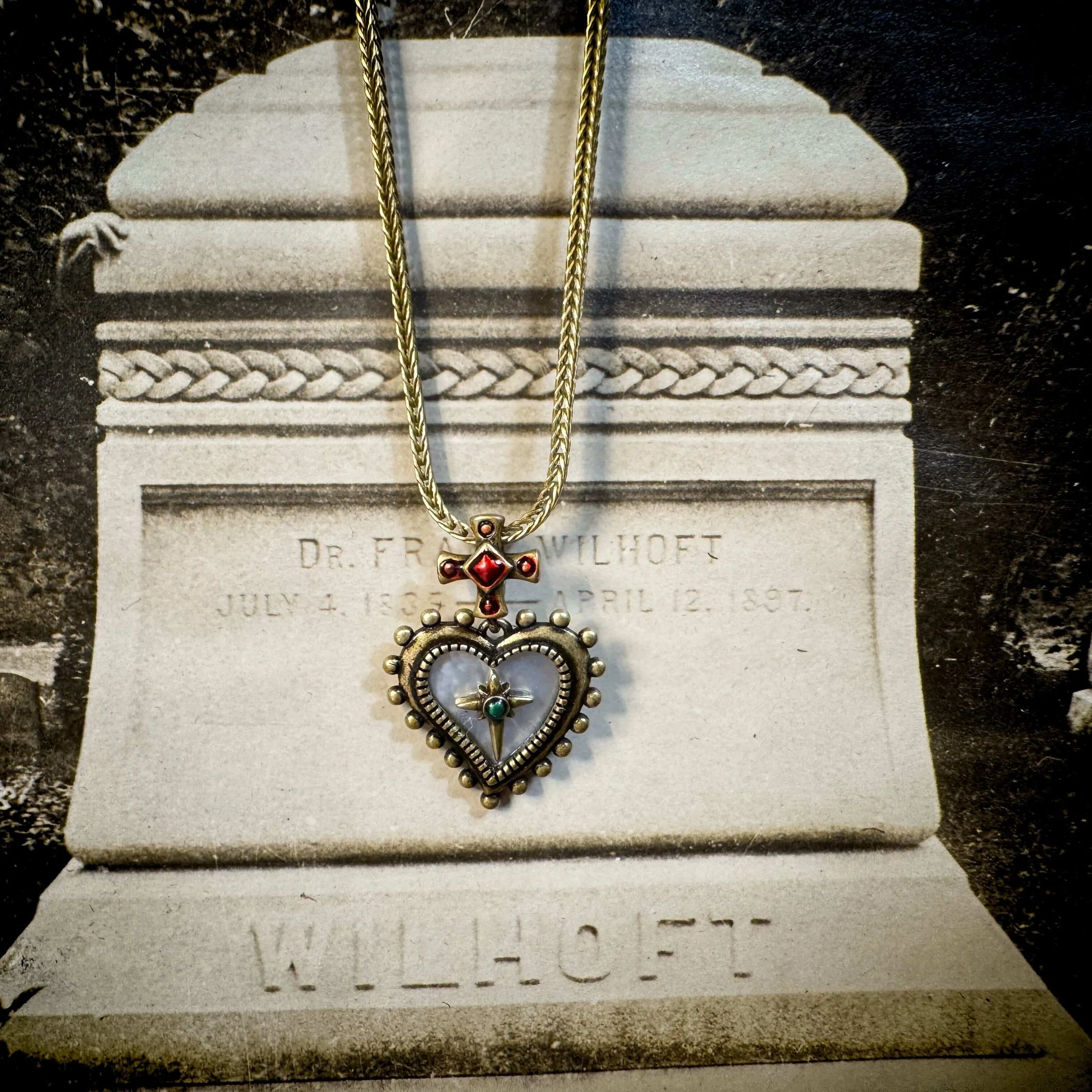 babylon Style Cross Heart Inlaid Shell Charm Necklace 11.jpg
