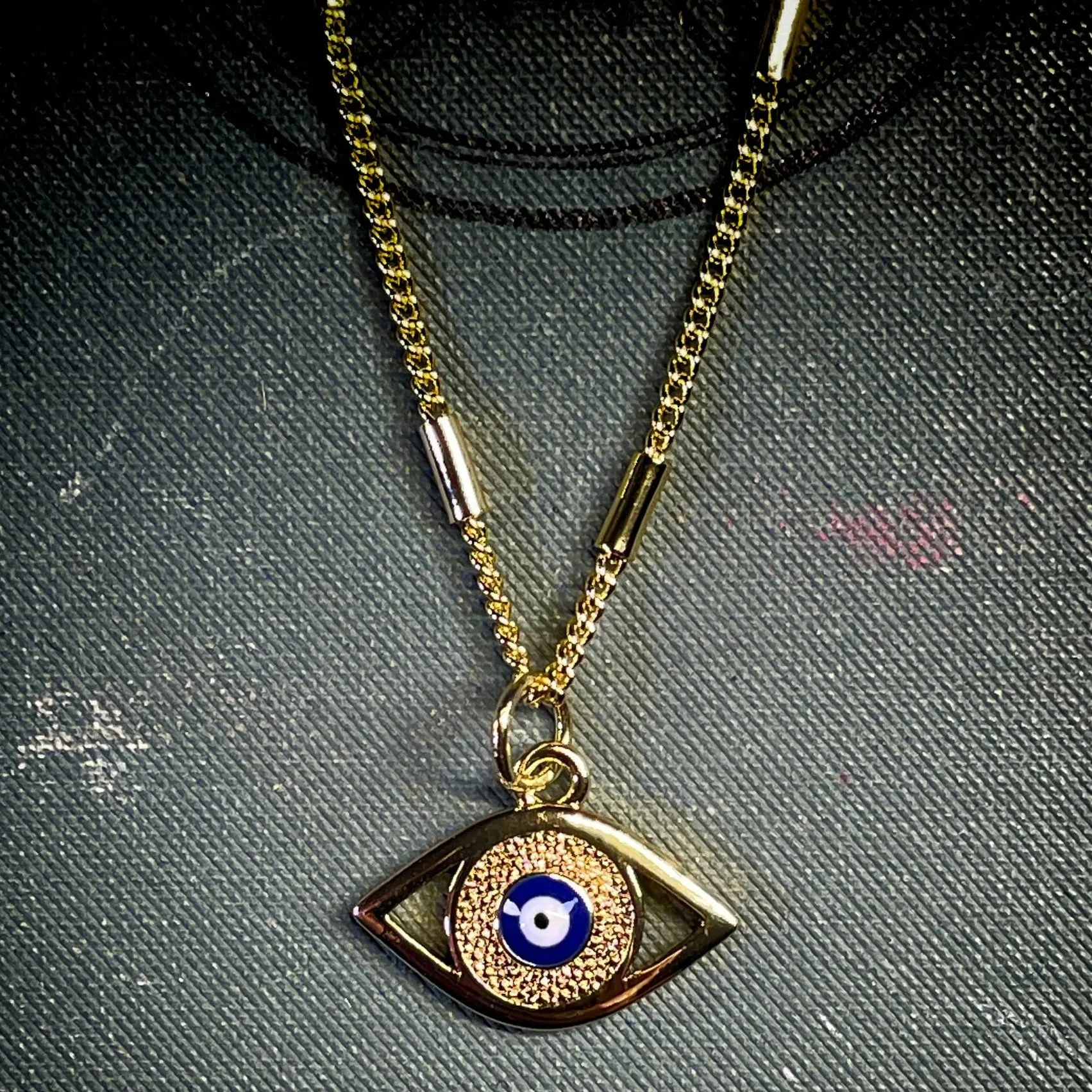Evil Eye Pendant Necklace — 14K Gold Plated Enamel