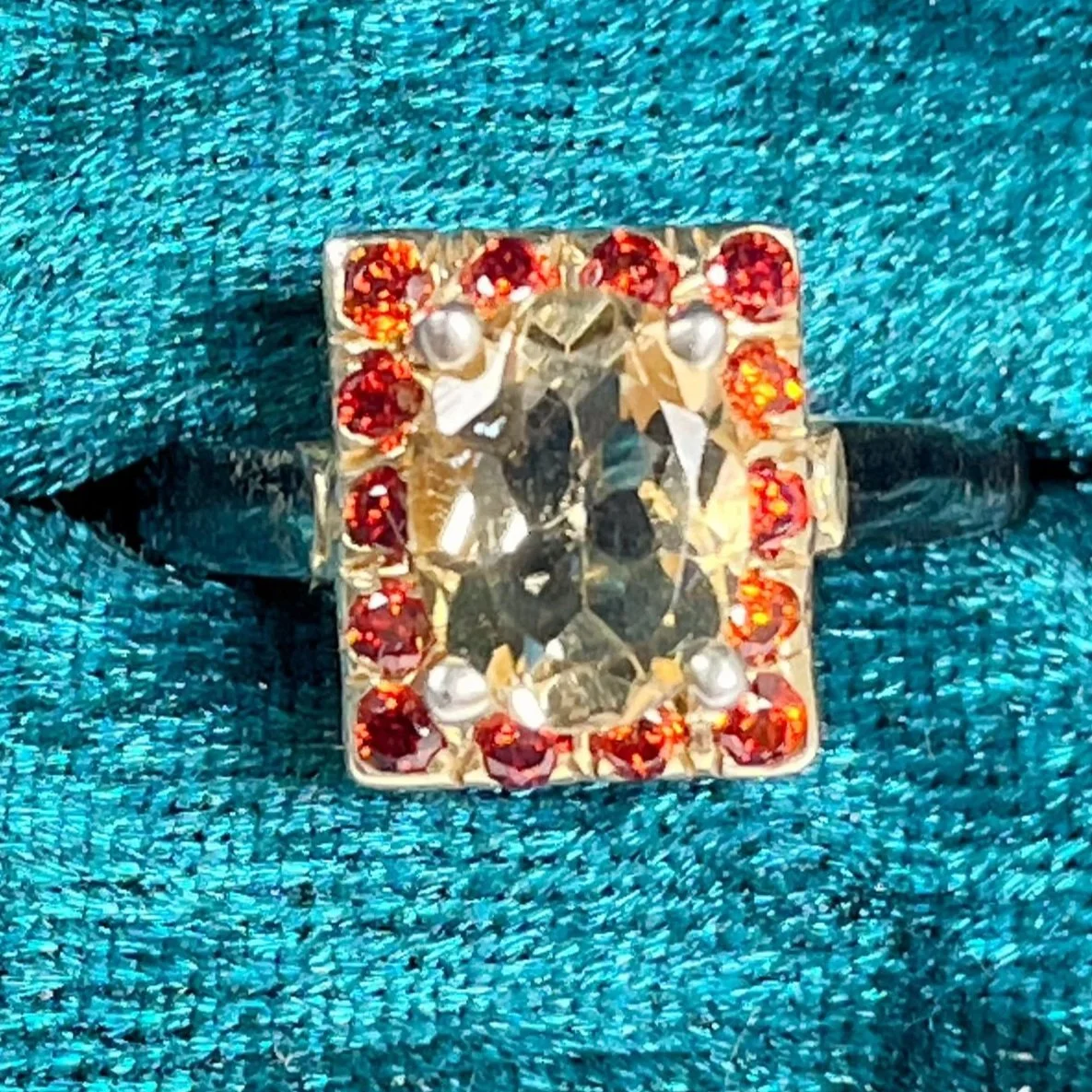 Citrine and Garnet Ring for Abundance and Empowered Passion (Sz. 7.5)