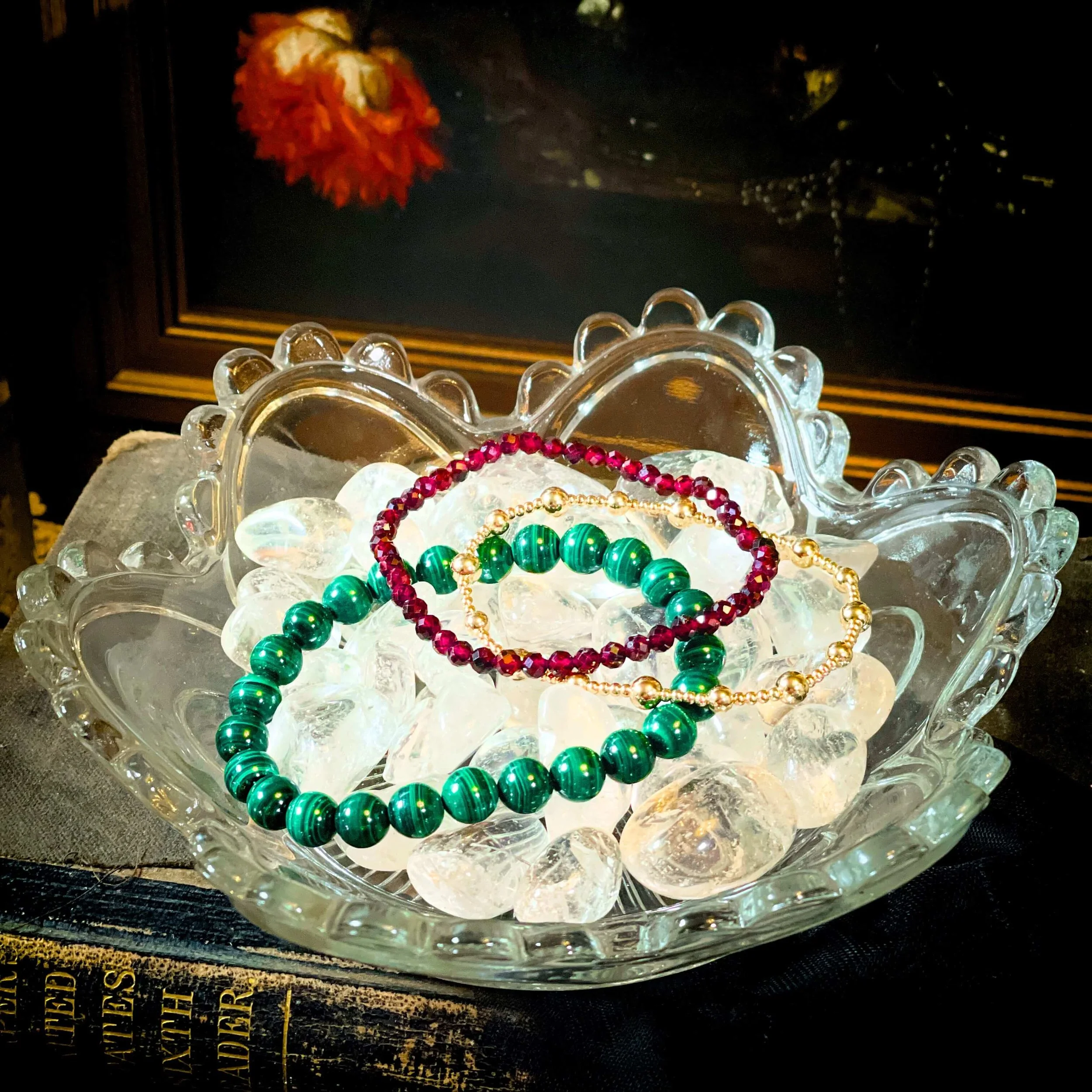 Malachite Gold Garnet Bracelets 11.jpg