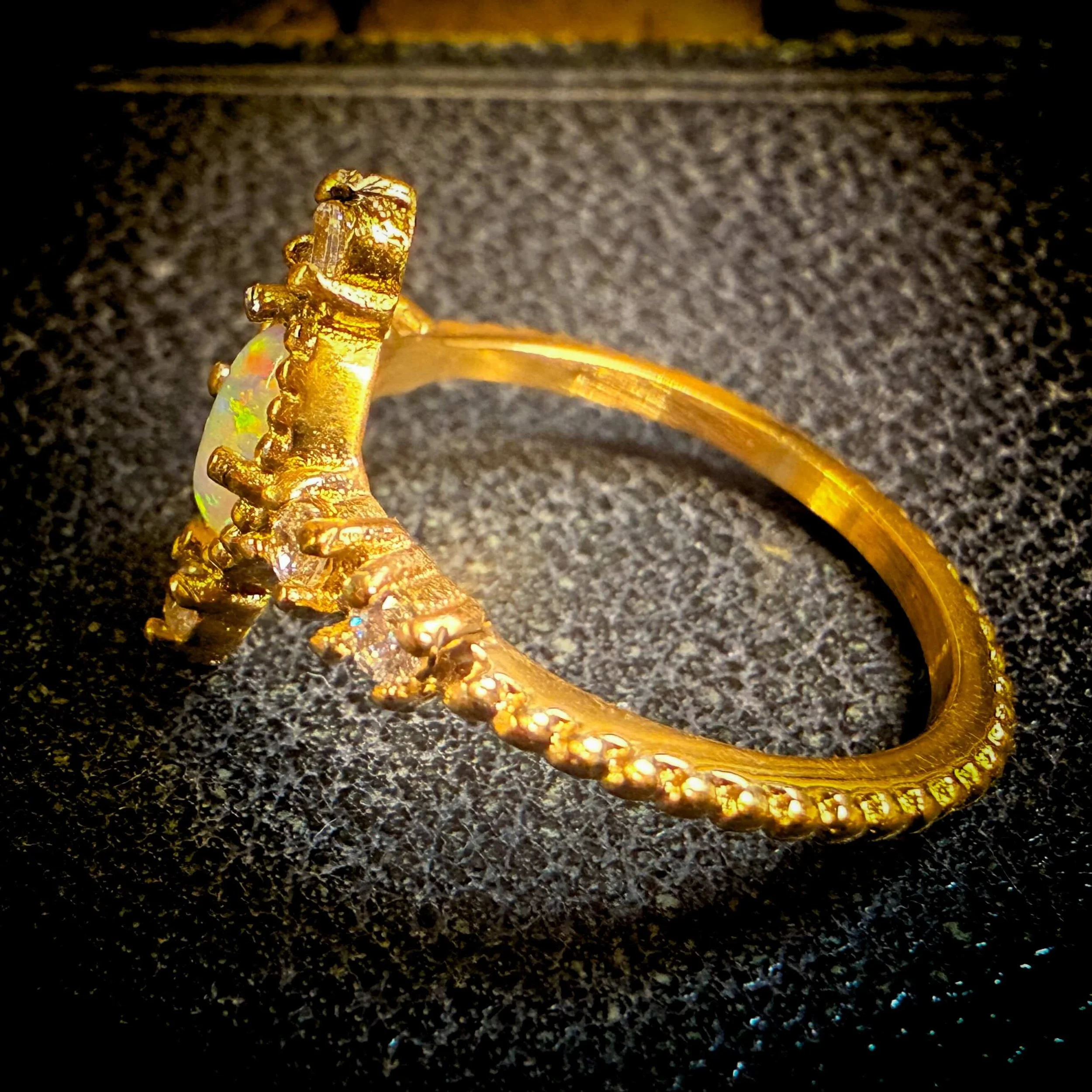 Inlaid Cz & Opal 18K Gold Plated Stainless Steel Ring 1.jpg