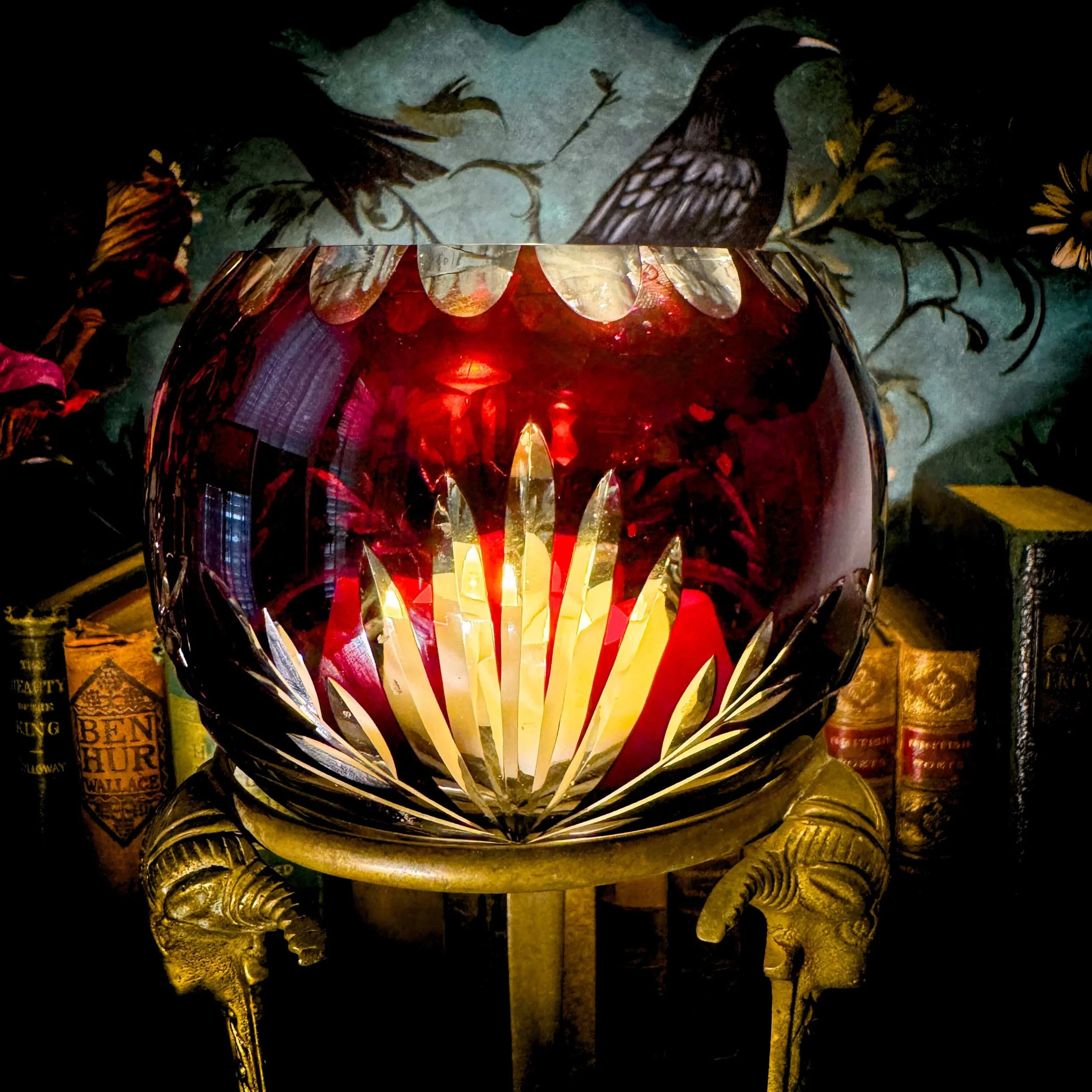 Brass Holder Red Cut Glass Bowl 20.jpg