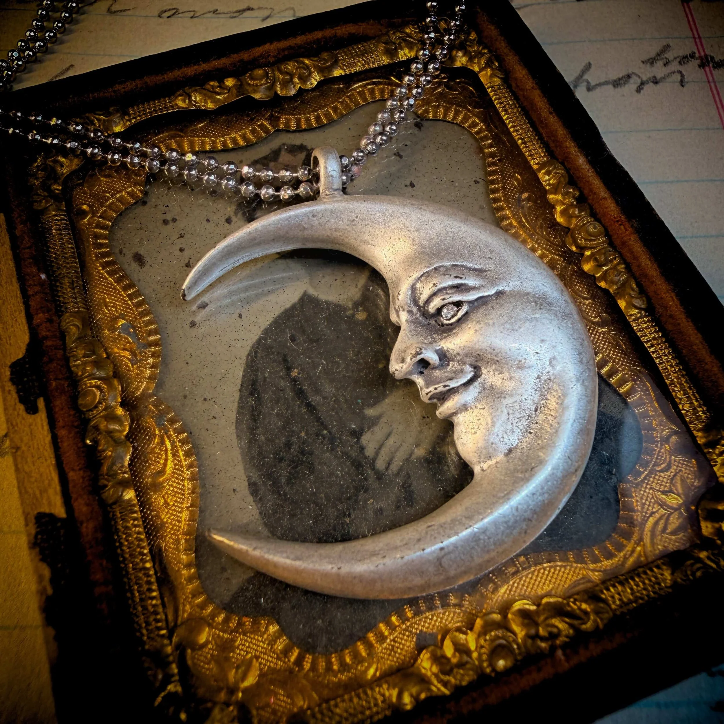 Silver Man in the Moon Necklace for Reflection
