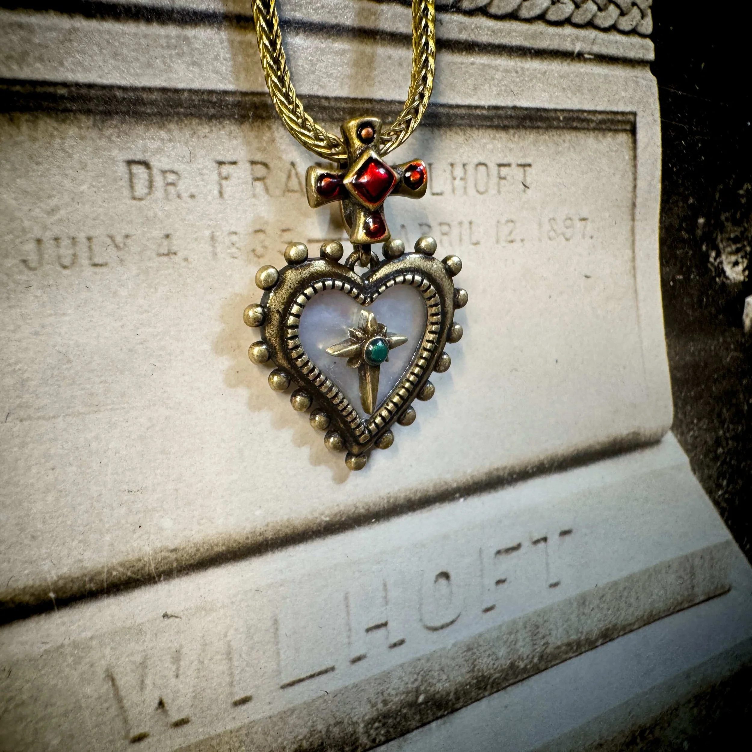 babylon Style Cross Heart Inlaid Shell Charm Necklace 13.jpg
