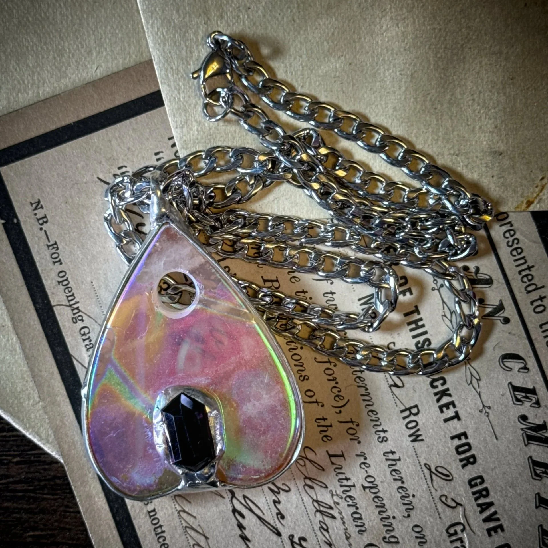 Rose Quartz & Spinel Planchette Pendant – Heart Healing, Spirit Communication