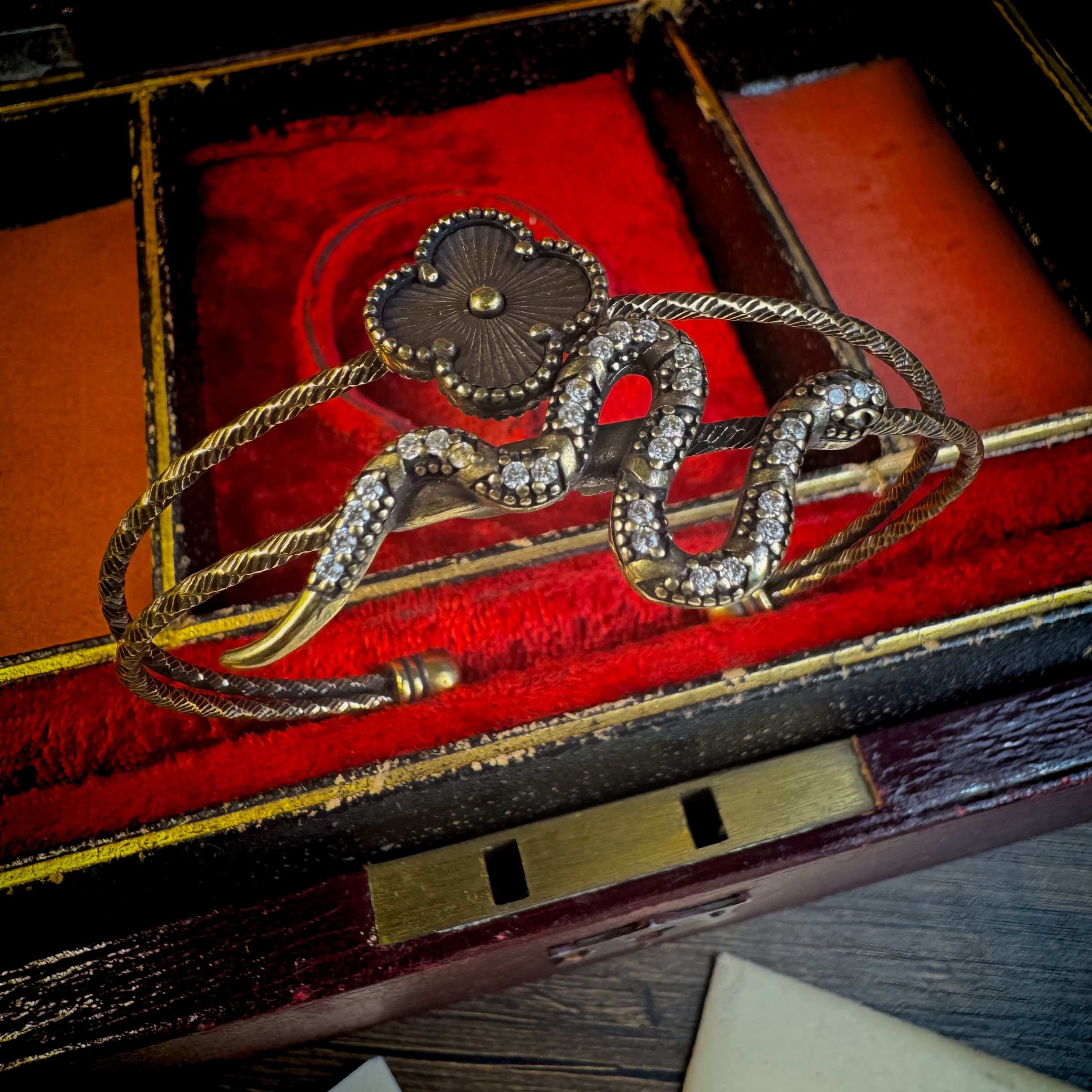 Snake Clover Brass Bangle 6.jpg