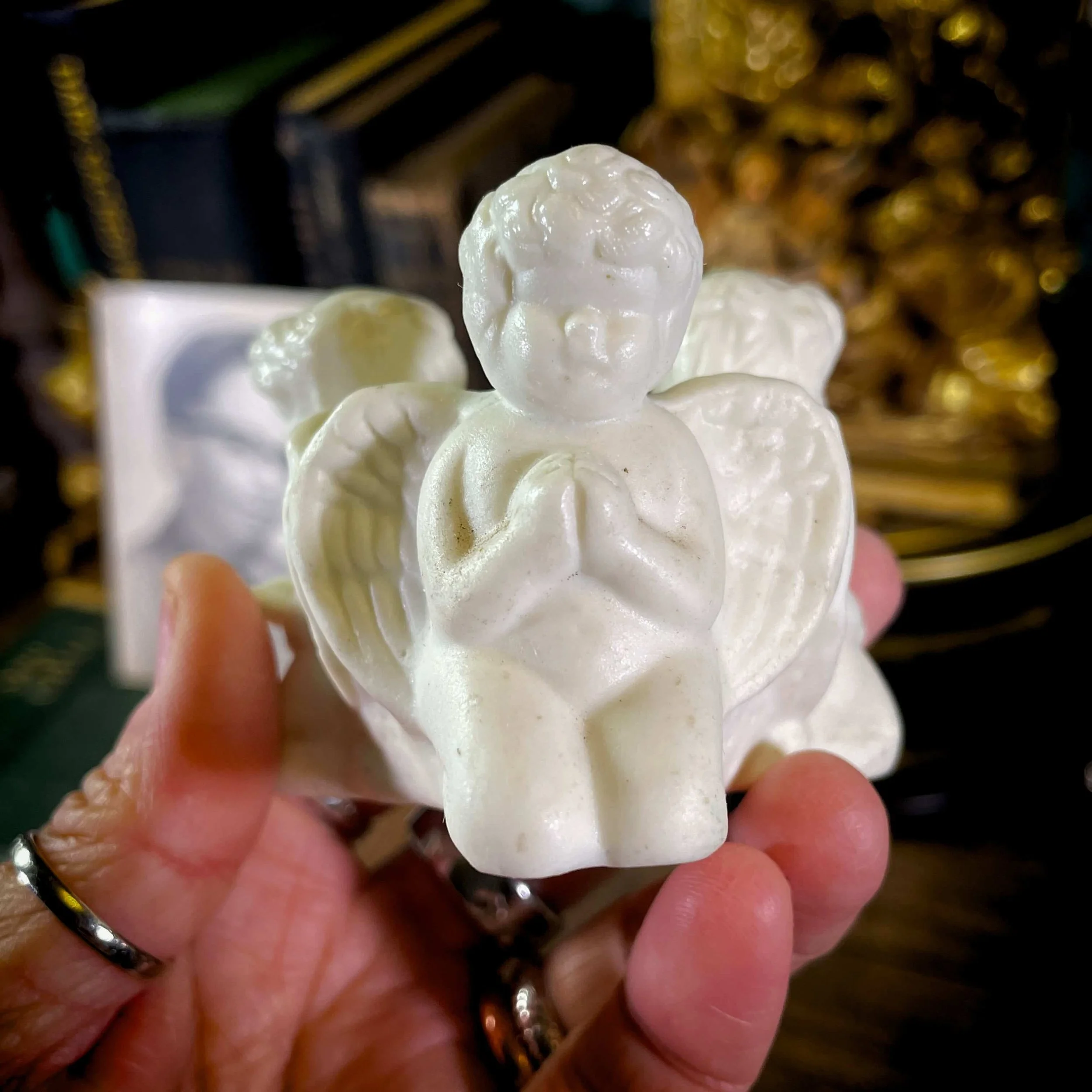 Rose Quartz Sphere with Vintage Angel & English Bell 5.jpg