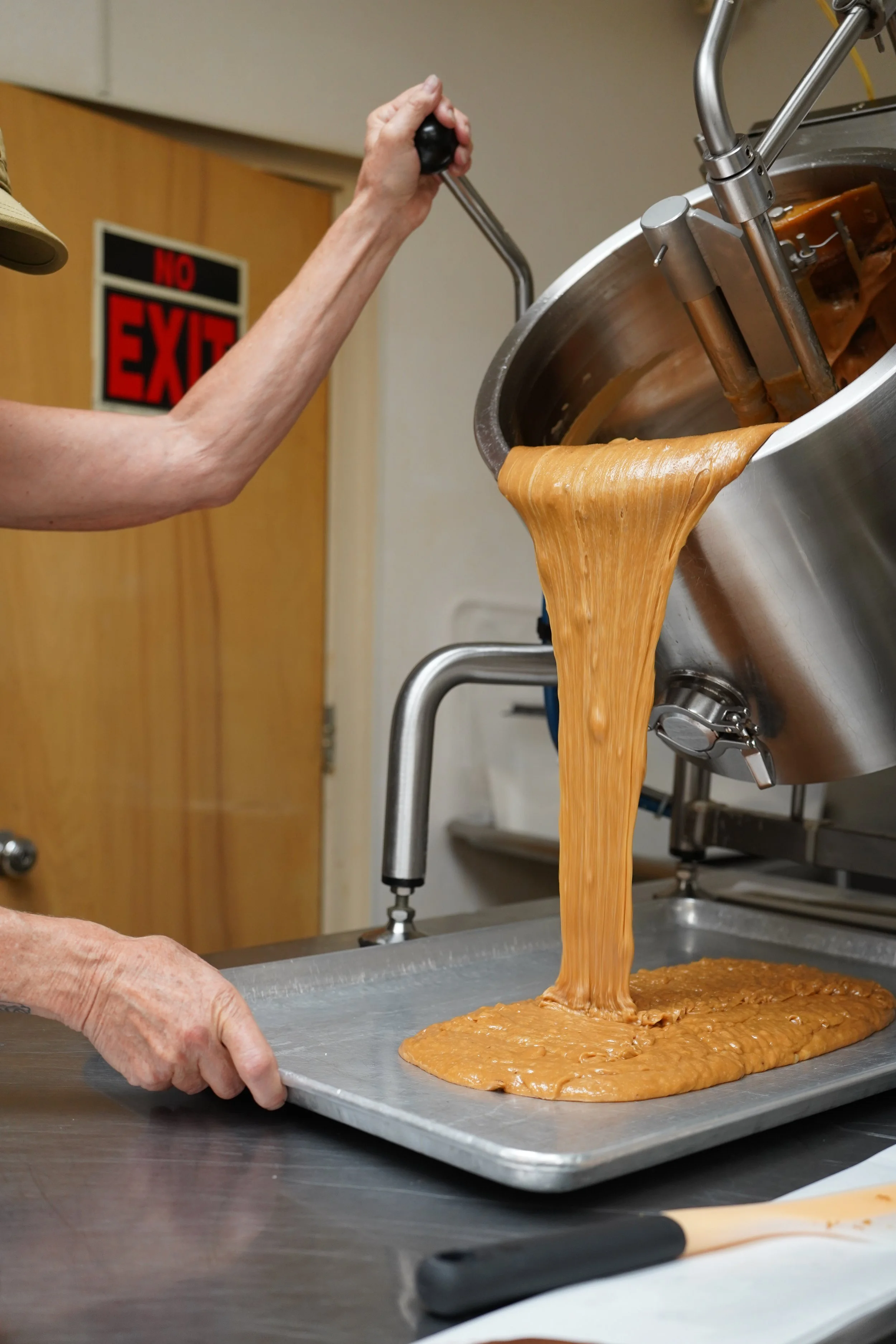 Pouring hot toffee