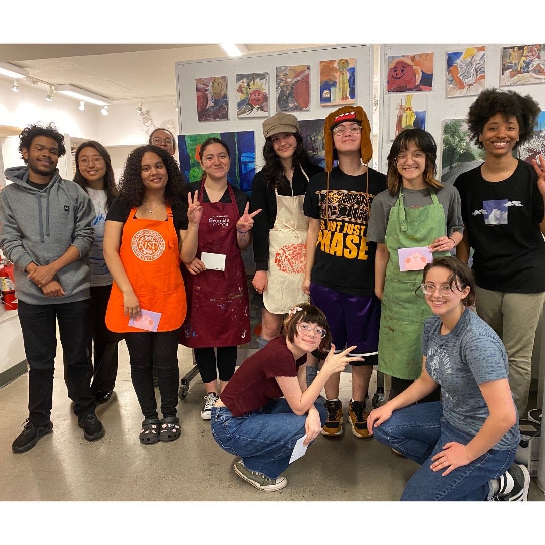 Today was the last day of a spring after-school painting class for POD teens led by RISD painting student Angelina @angelinajyoon with support from TA @naylea.art ...Check out the beautiful paintings teens created in just a couple of sessions!