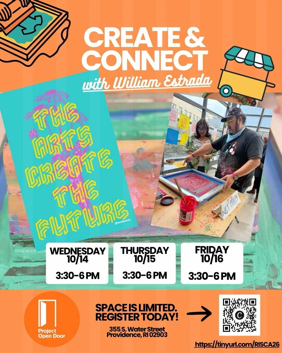 PULL TOGETHER: A Mobile Art Cart &amp; Screenprinting Workshop for teens with teaching artist, William Estrada (@werdmvmnt)

Join Chicago-based teaching artist &amp; founder of the Mobile Street Art Cart, William Estrada, for a special 3 day workshop