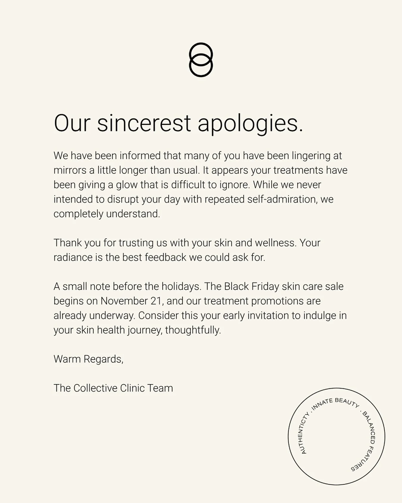 We are sorry, but also not for all of the extra attention 🤭

📞 403.685.8382⁠
🖥️ collectiveclinic.ca⁠
✉️ info@collectiveclinic.ca⁠
➡️ follow the link in bio to book a complimentary consultation⁠
