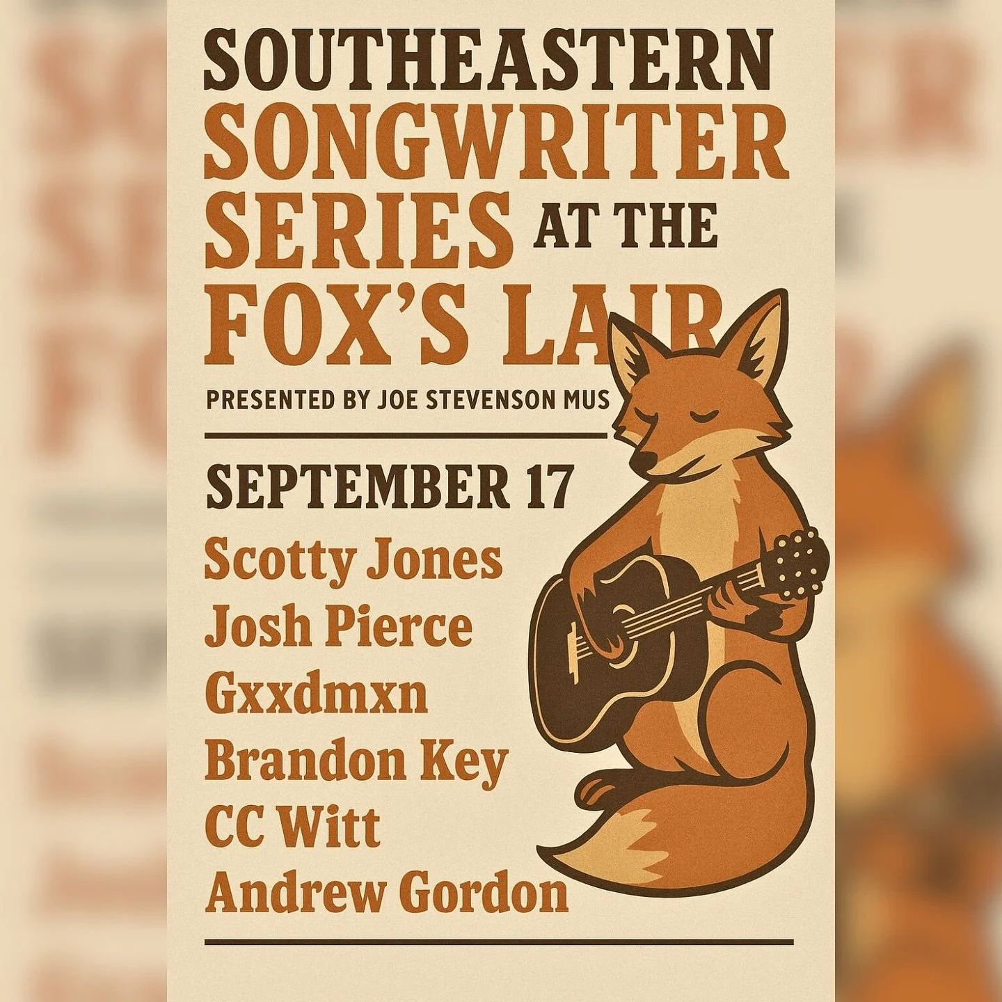 Pumped to be a part of this lineup for the @songwriterseriesaugusta at the @foxslairoldetown 
$5 cover. Show starts at 7:30, my round goes on at 8:30 :) ⭐️🎶 #songwritersintheround #writersround #originalmusic