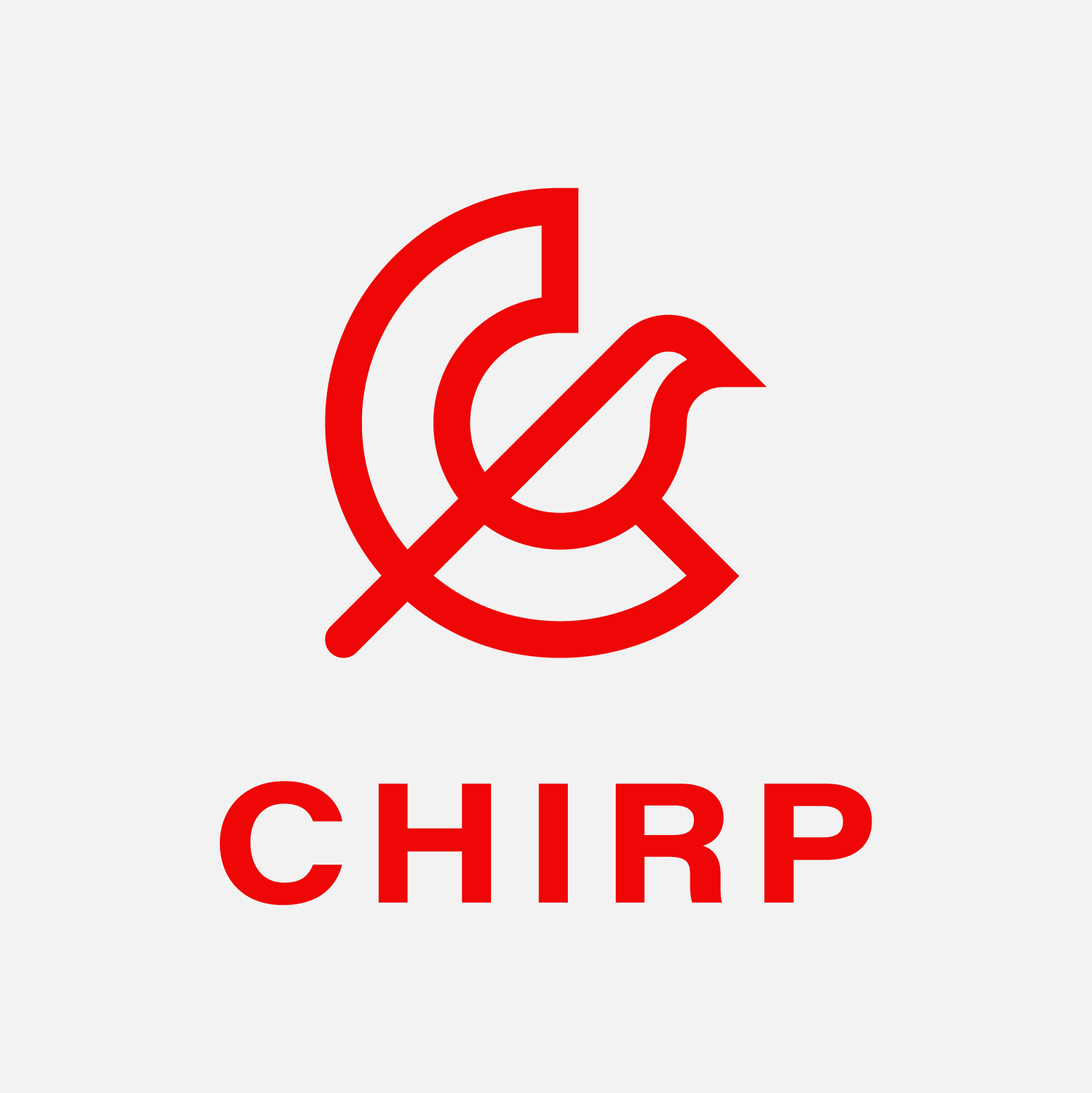 Red veterinary symbol with a star and a heartbeat line, and the word CHIRP below in red. Logo design with a C + Bird.