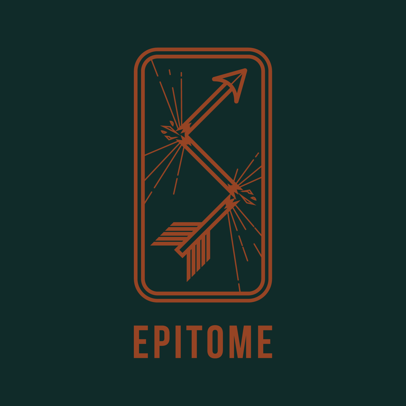 A graphic design featuring an arrow breaking, with the word "EPITOME" displayed below.