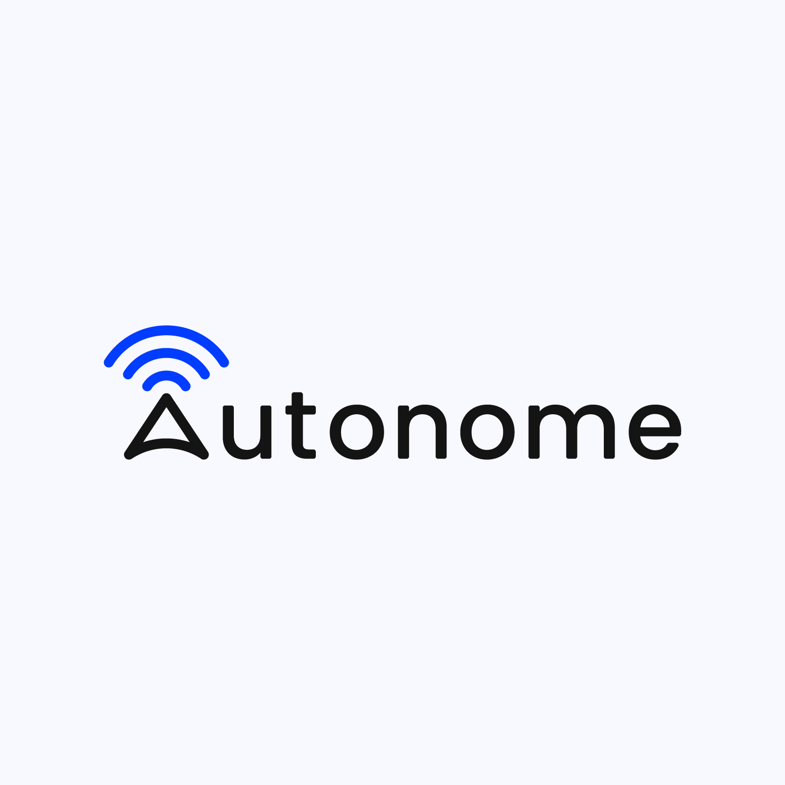 The image shows the word 'Autonome' with a stylized GPS pin icon that has a Wi-Fi signal emanating from it.