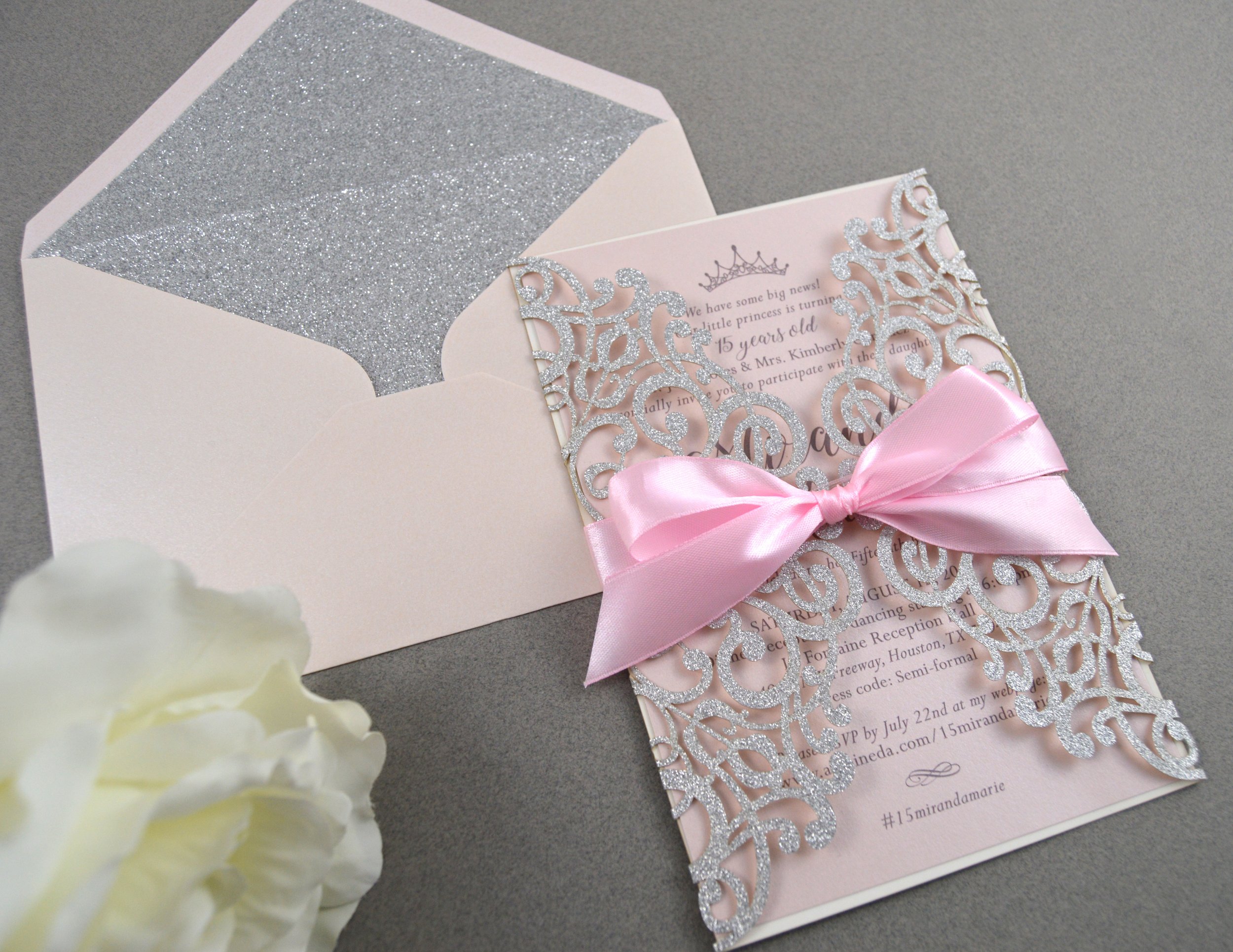 GLITTER LASER CUT INVITATION