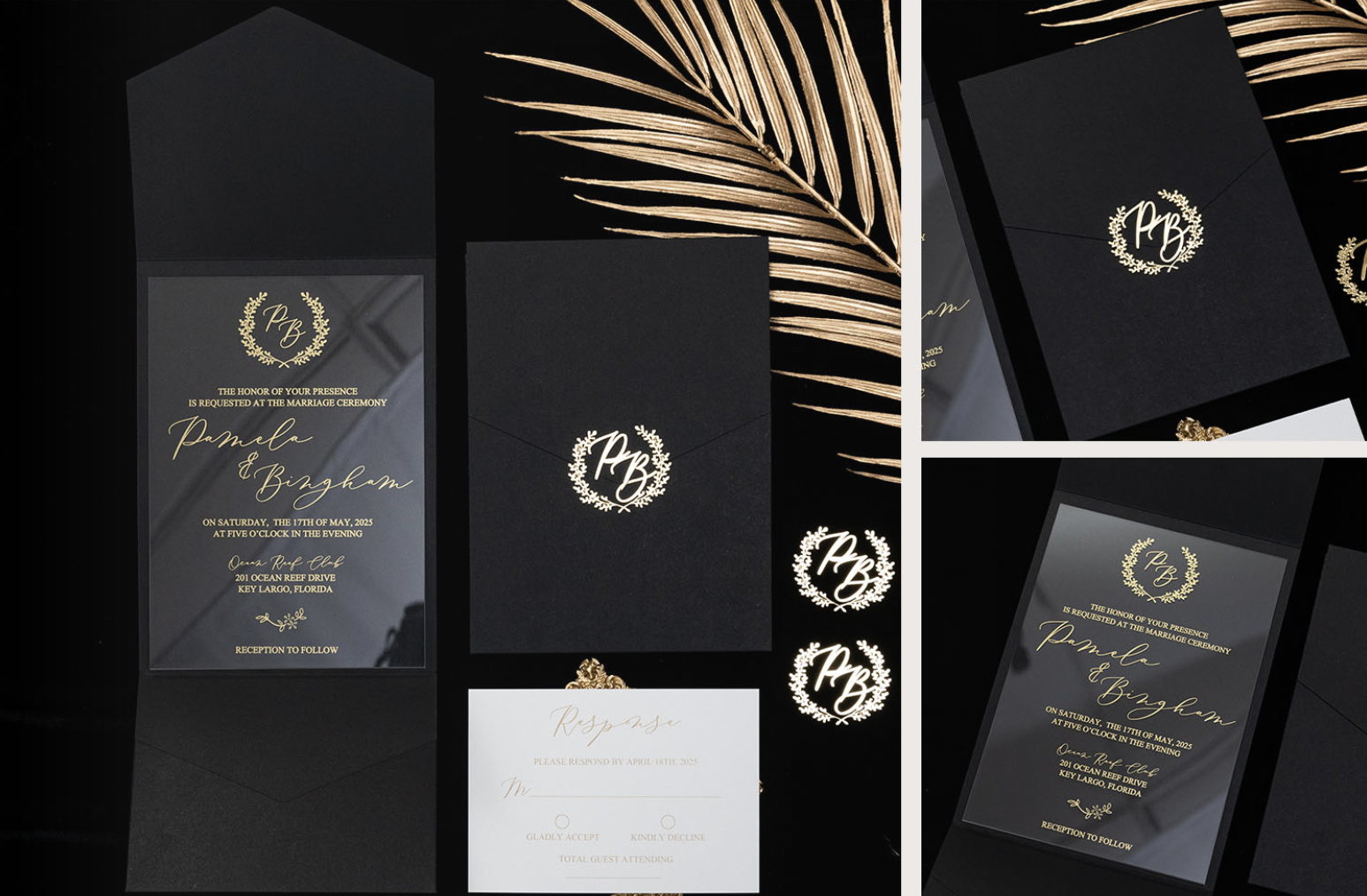 Acrylic invitation in pocket