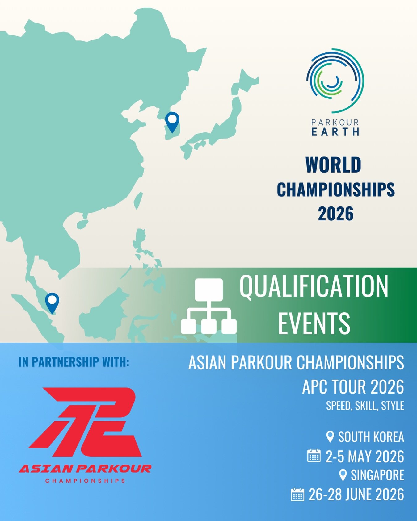 🌏 ASIAN PARKOUR CHAMPIONSHIPS &mdash; WORLD CHAMPIONSHIPS QUALIFIERS!
We&rsquo;re excited to announce that the Asian Parkour Championships are officially part of the qualification pathway for the Parkour Earth World Championships 2026 in Brno, Czech