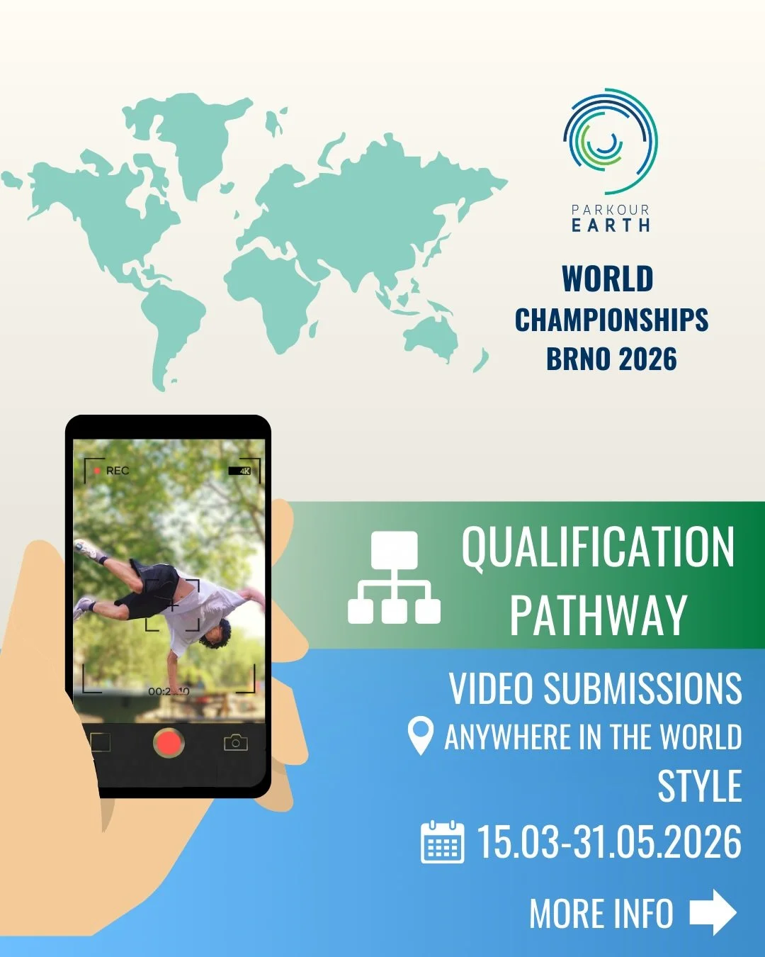 STYLE VIDEO SUBMISSIONS &ndash; OPEN 🌍
Athletes from around the world can now submit their Style line as part of the qualification system for the Parkour Earth World Championships 2026.

This is an official Wild Card pathway intended especially for 