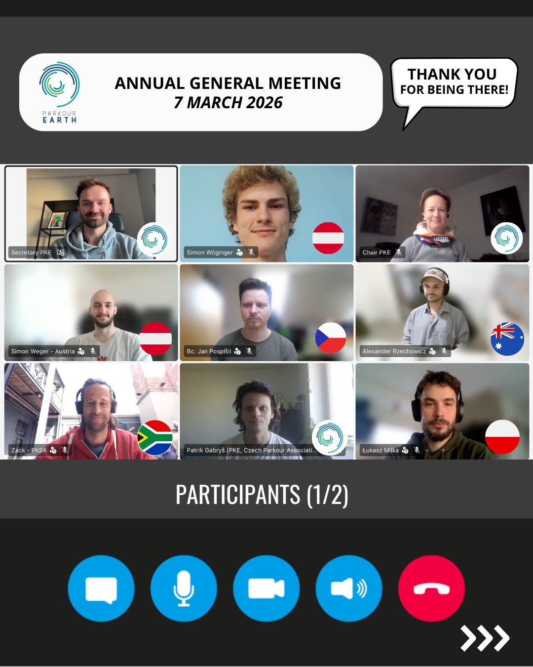 Parkour Earth Annual General Meeting &ndash; Key Updates 🌍
We&rsquo;ve just wrapped up the Parkour Earth AGM, bringing together federations and representatives from across the world &mdash; including Australia, Austria, Czech Republic, Finland, Mada