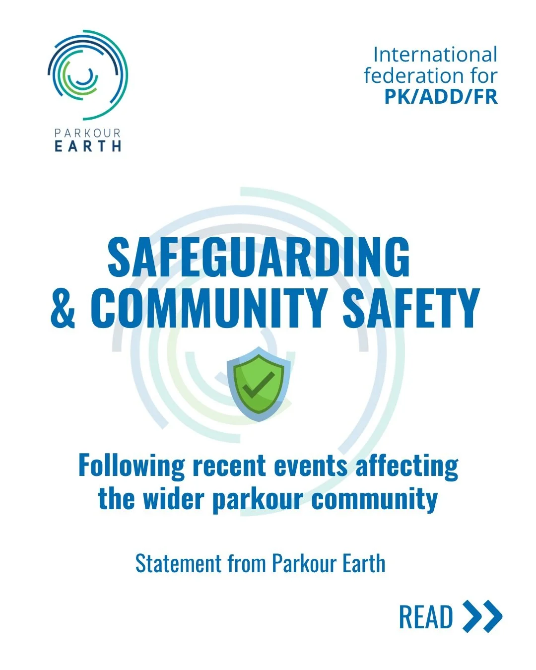 Recent events affecting the wider parkour community are deeply upsetting and remind us all of the importance of safeguarding and child protection within our discipline.

As a community, we must continue to strongly oppose abuse, exploitation and harm