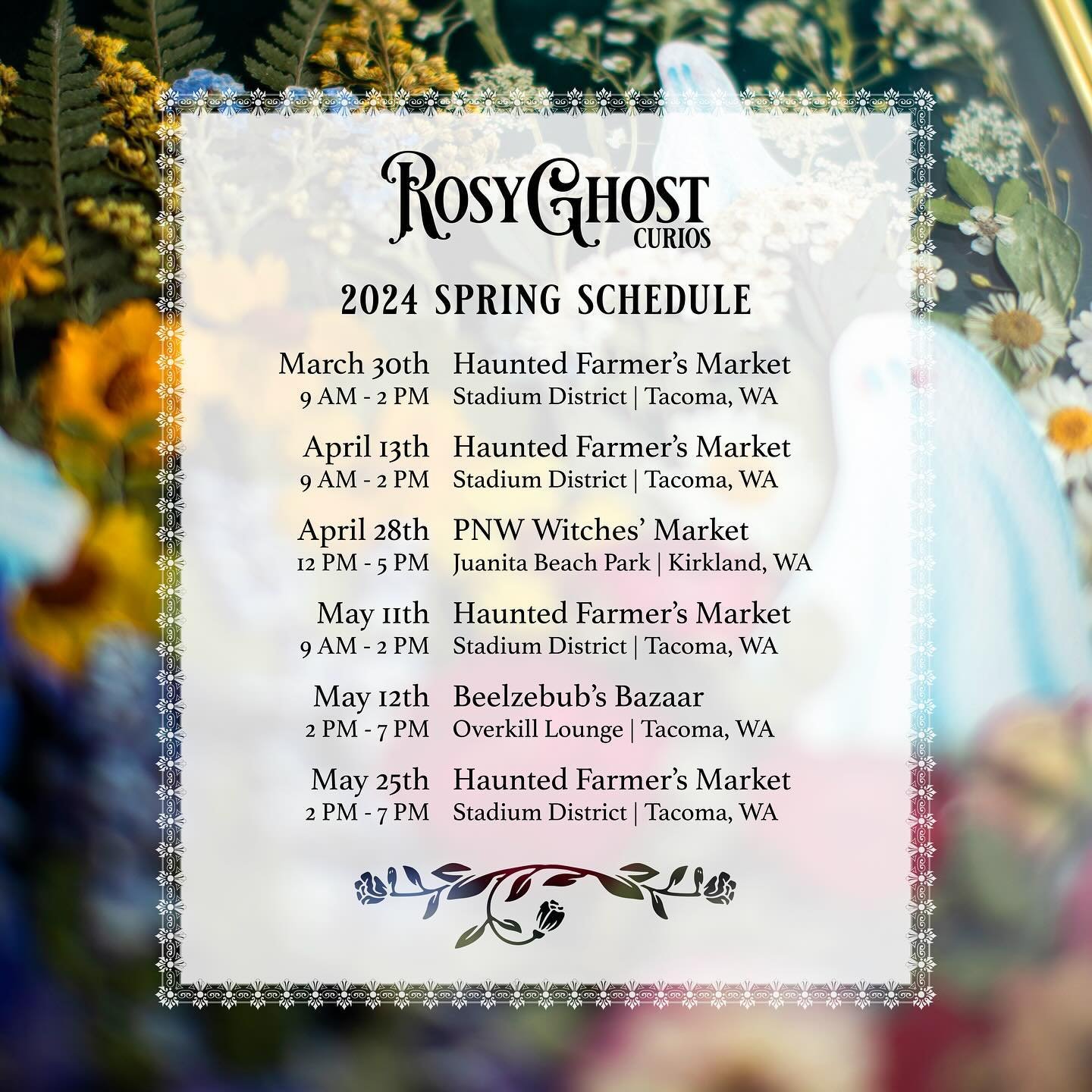 Meant to repost my spring schedule, and it&rsquo;s a little late, but here we are! I hope to see your spooky, beautiful faces in person at one of these amazing events.
.
.
.
.
.
#tacomaartist #pnwartist #vendor