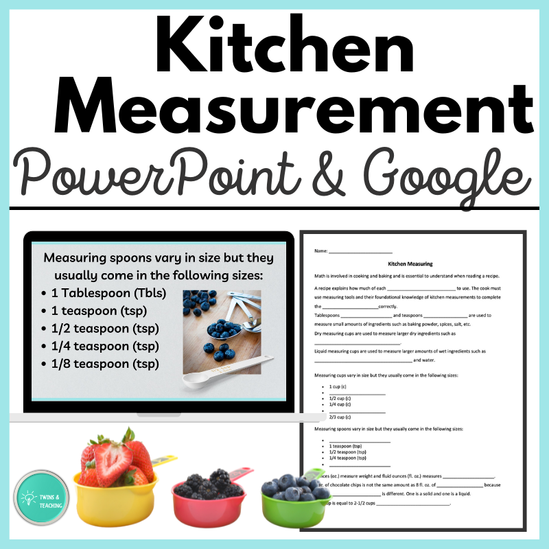 Kitchen Measuring Lesson for Middle School and High School — Twins and