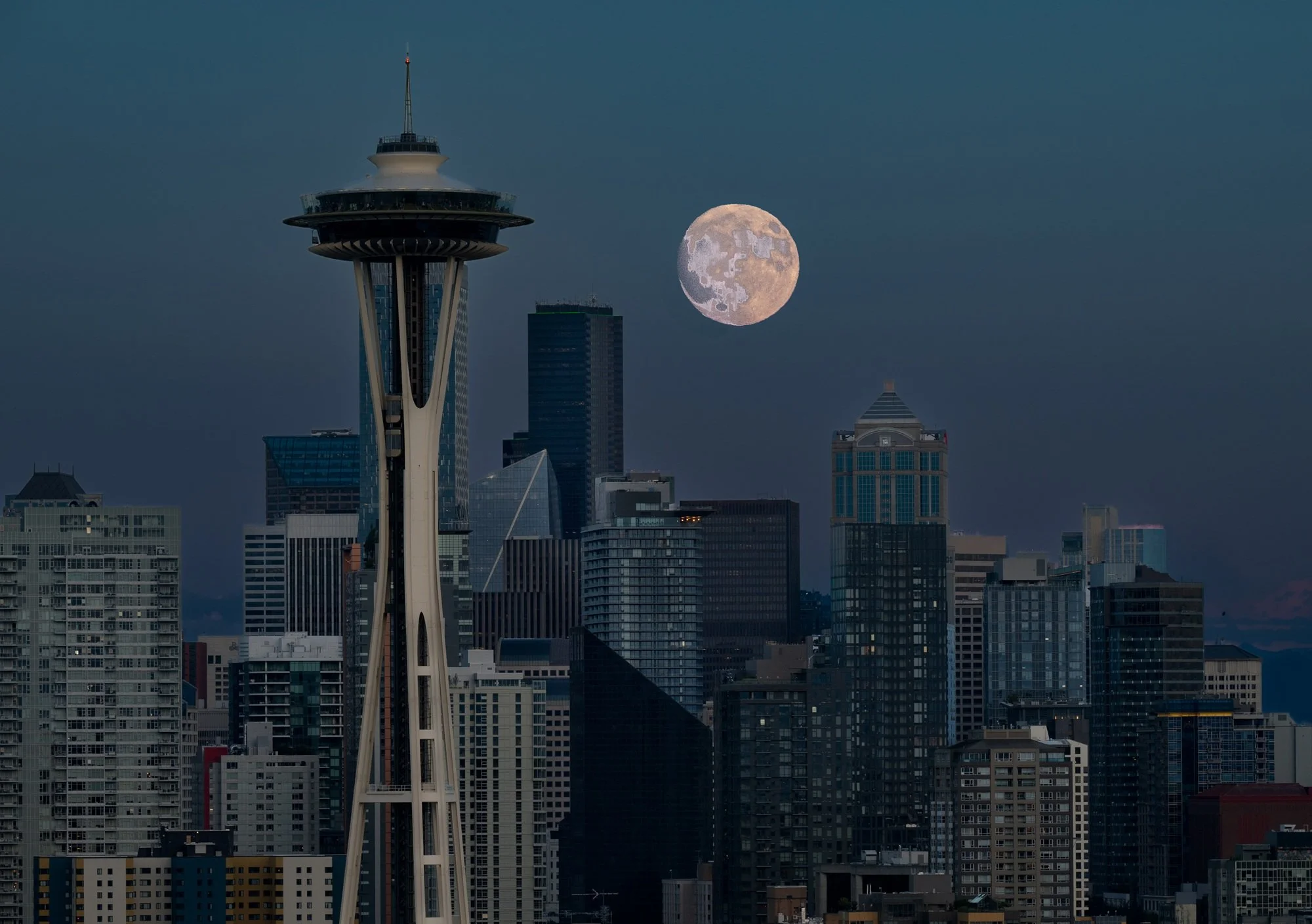 Full Moon Over Seattle (after) by Diane Hutchings