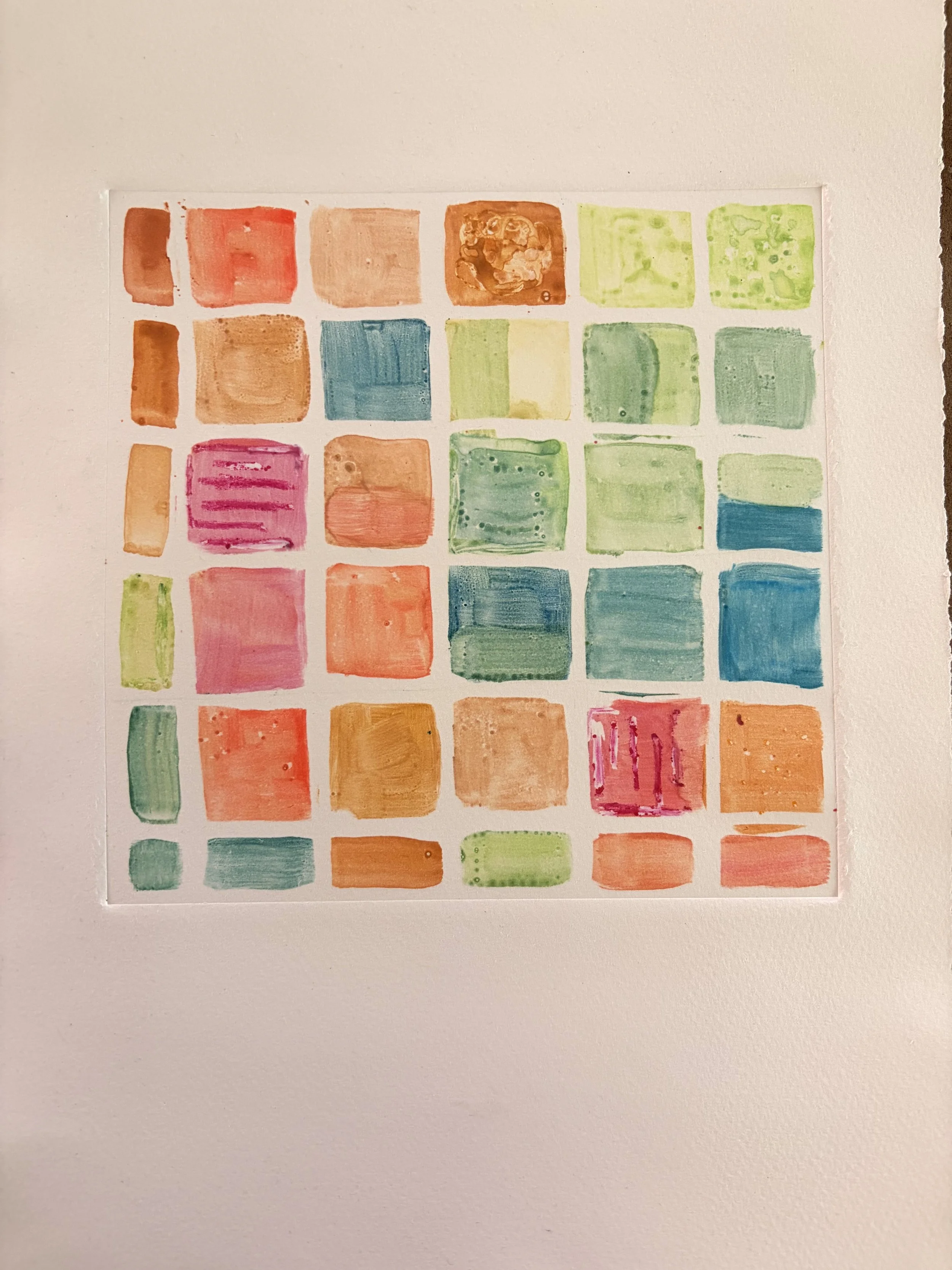 Monotype print with water color.