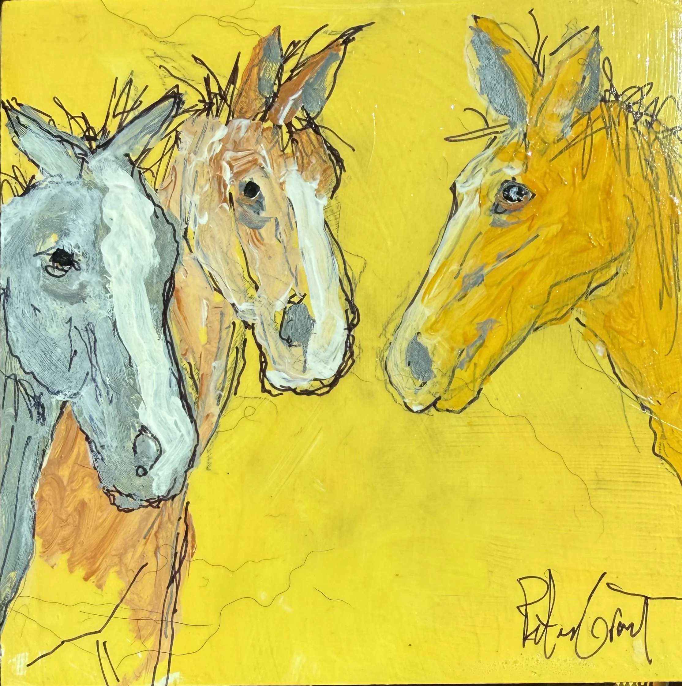 "Meeting in the Pasture" 5x5 SOLD