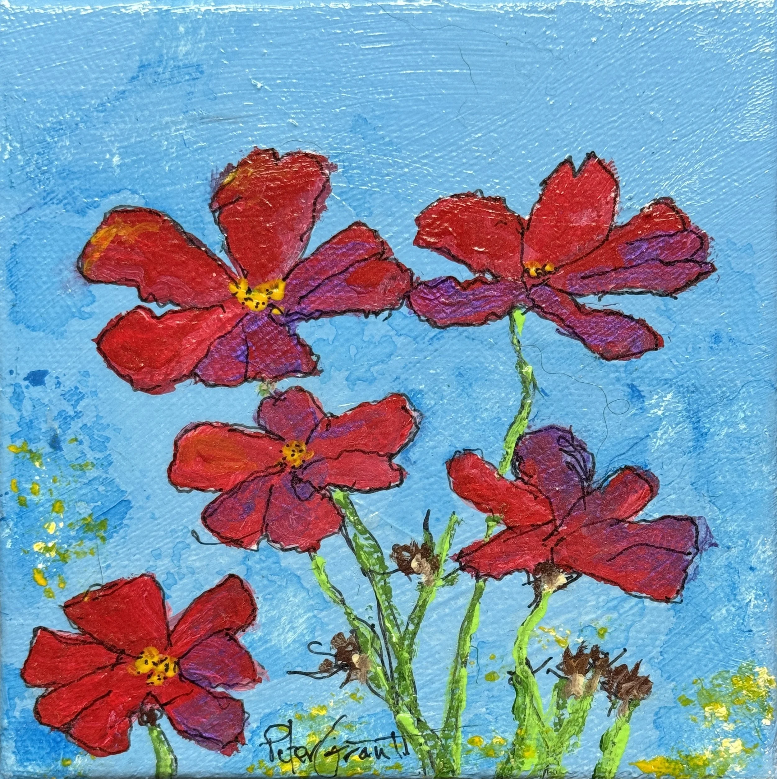 Red Flowers 1 on Canvas 