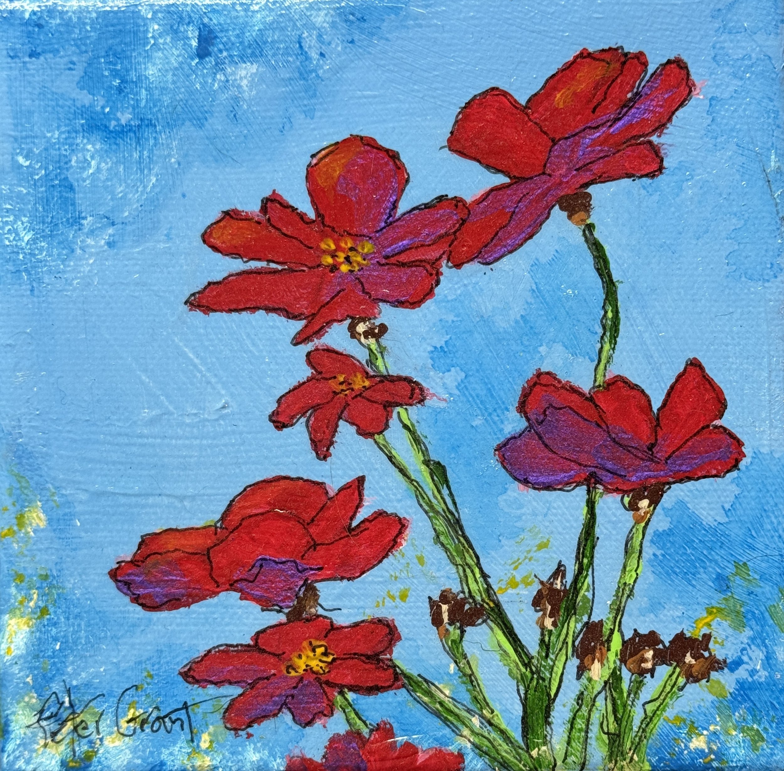 Red Flowers 2 on Canvas