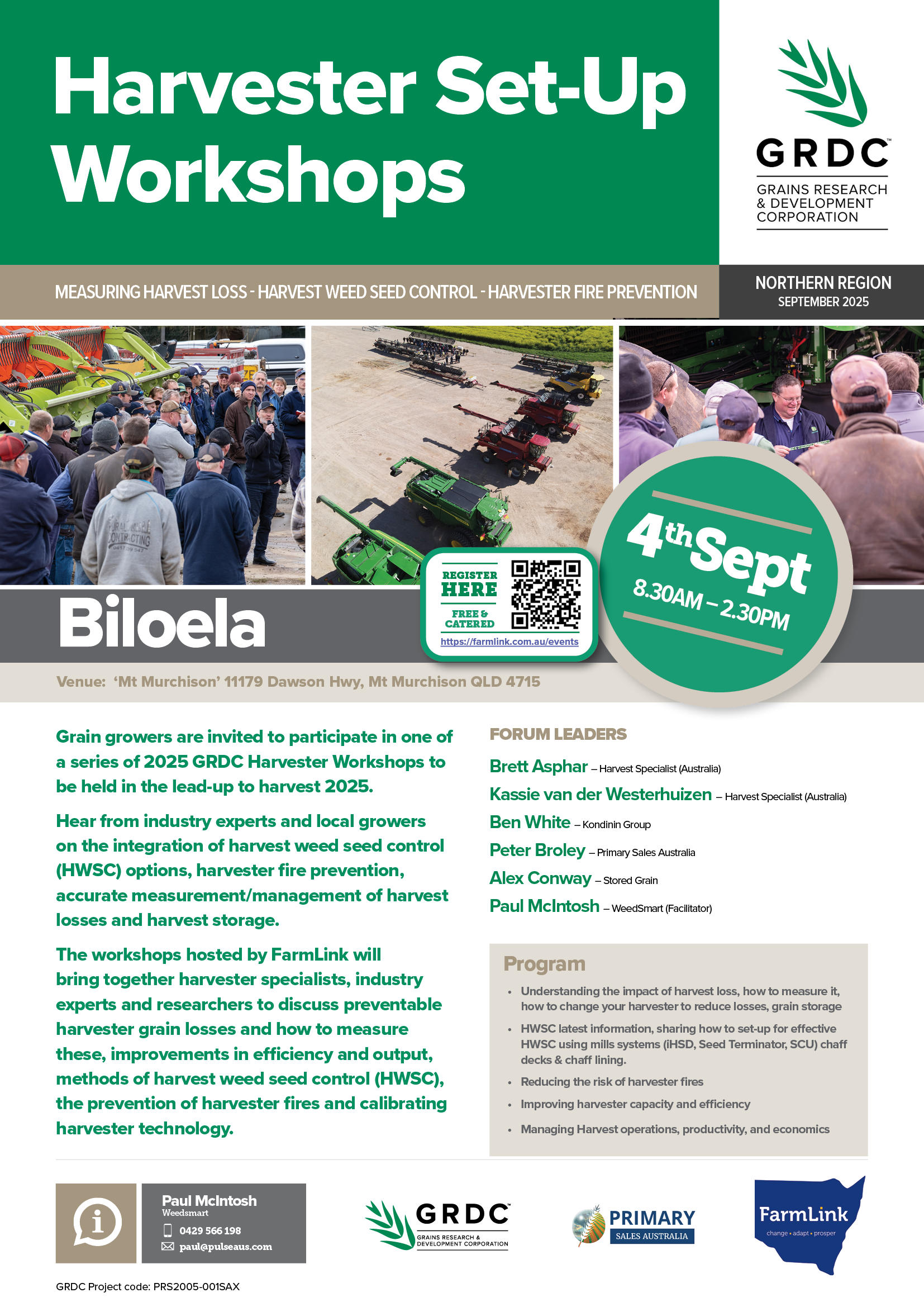 Biloela – GRDC Harvester Set-Up Workshop