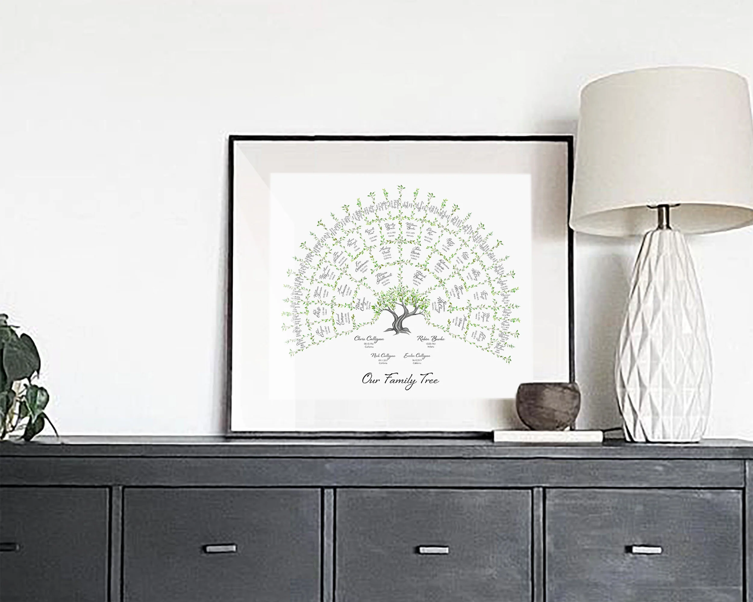 Oak Family Tree Template shown as an interior design decor