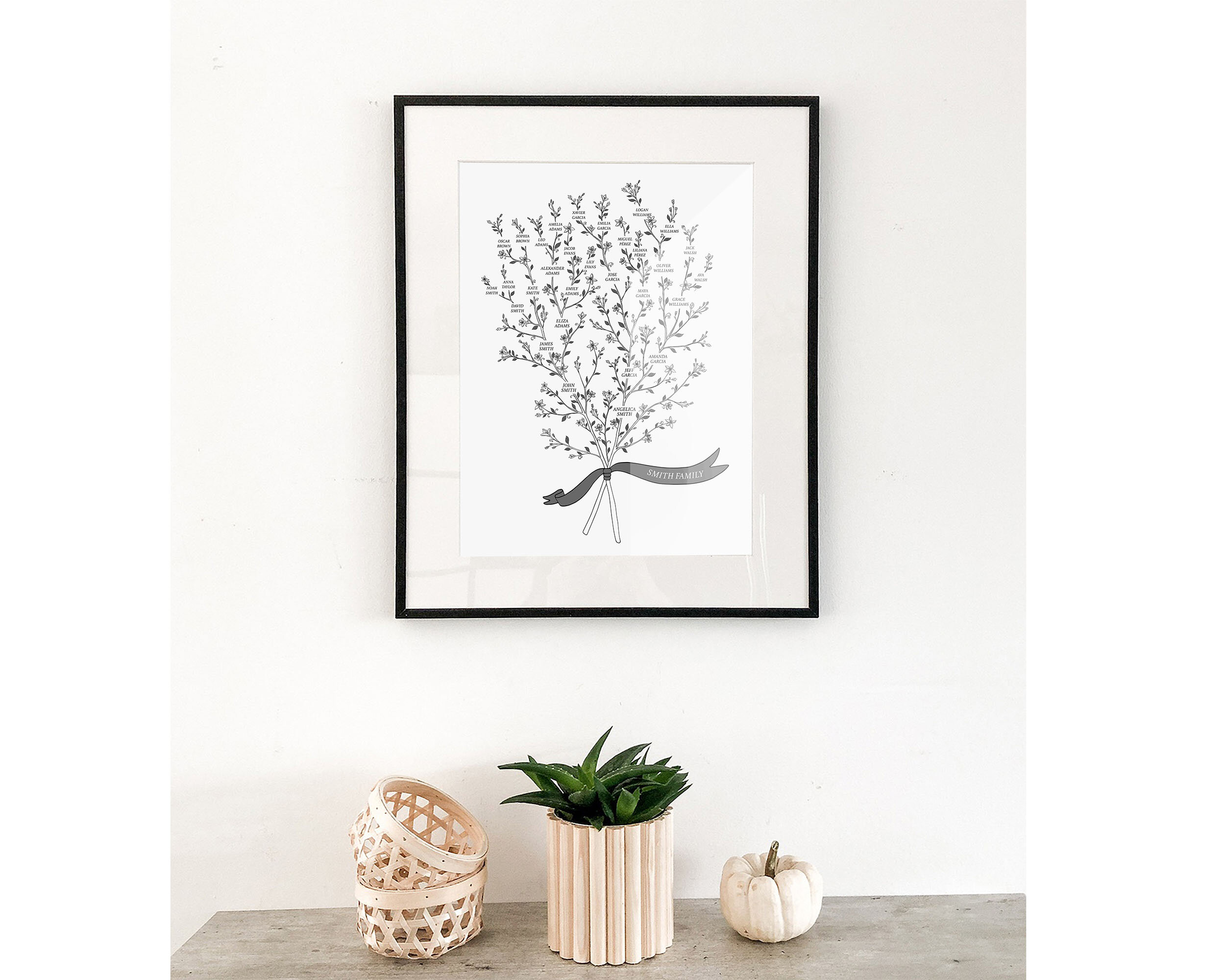 family tree art print as part of the interior decor