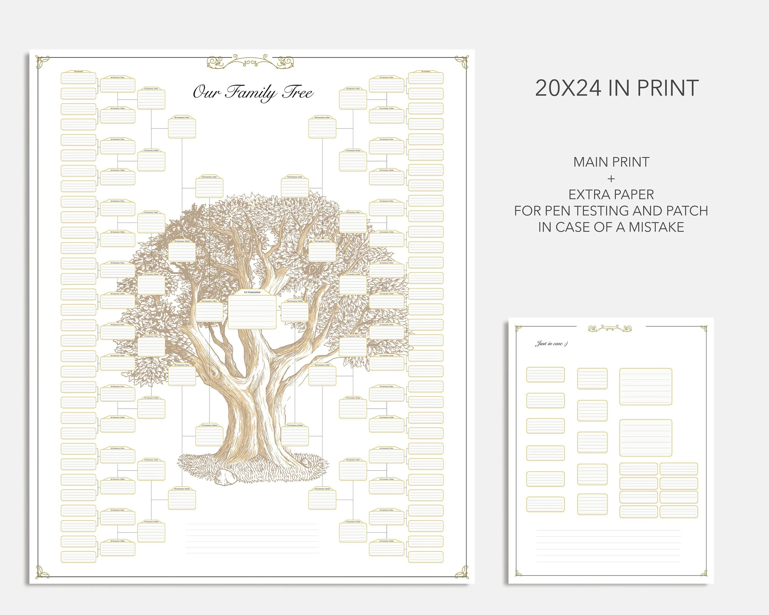 Family Tree Chart | Physical Print | 7 Generations