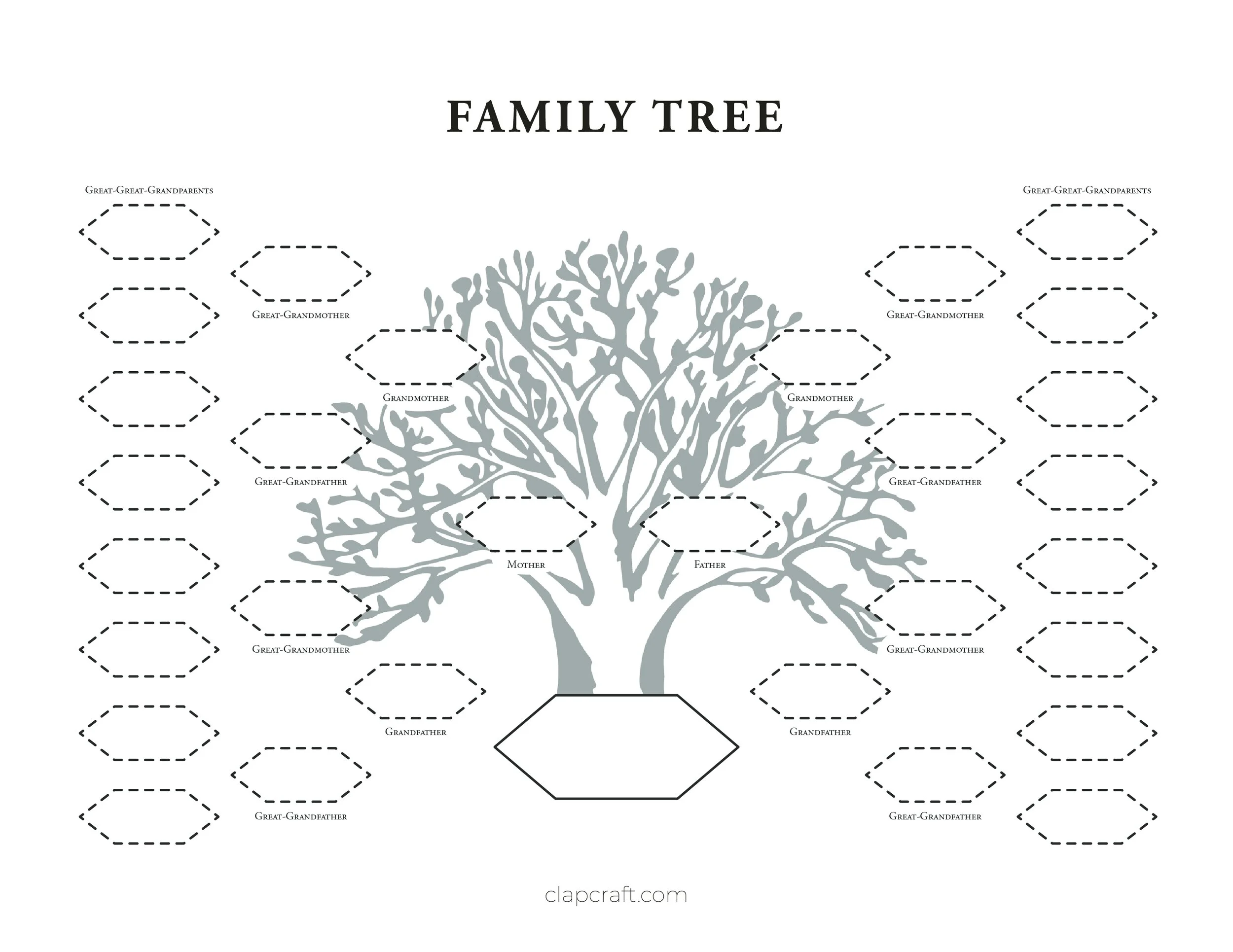 Free Family Tree Template for 5 generations
