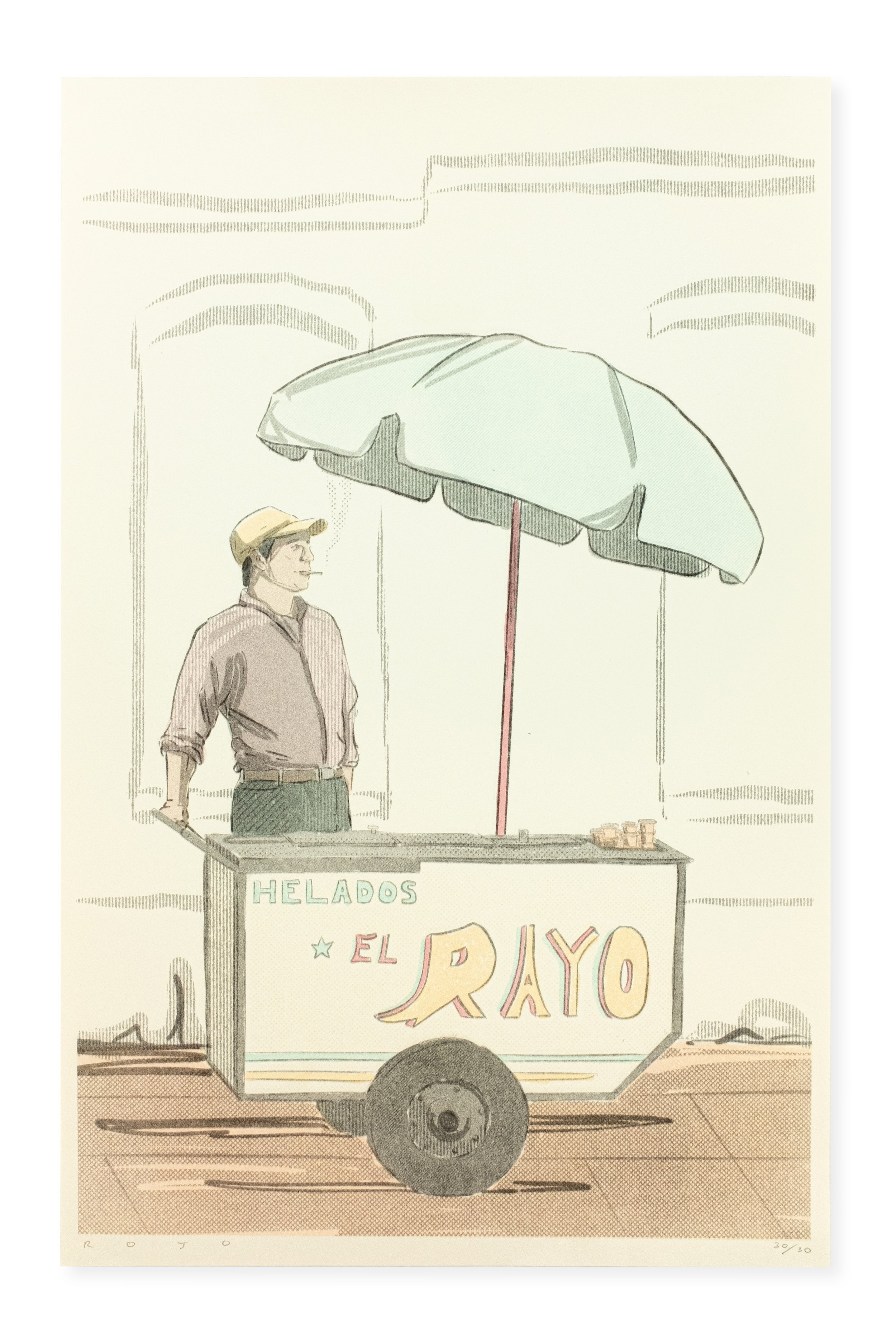 Limited Edition "El Rayo" Ice-Cream Risograph Print by Mexican artist Rojografito