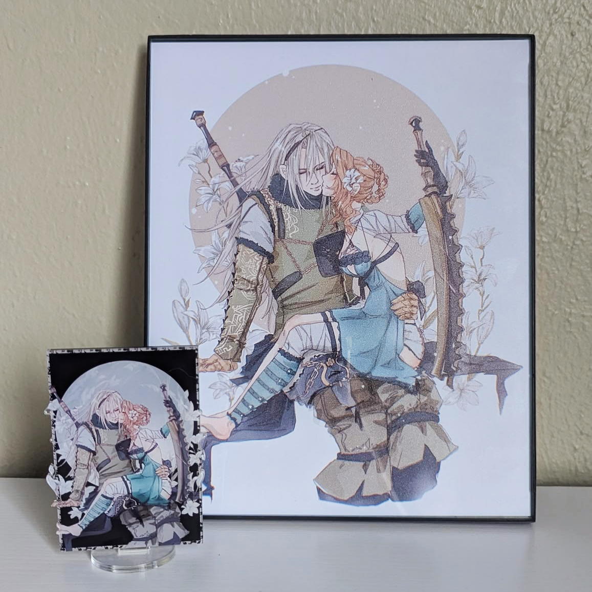 FF7 Aerith & Sephiroth x Kaine & Nier Print + Acrylic Stand