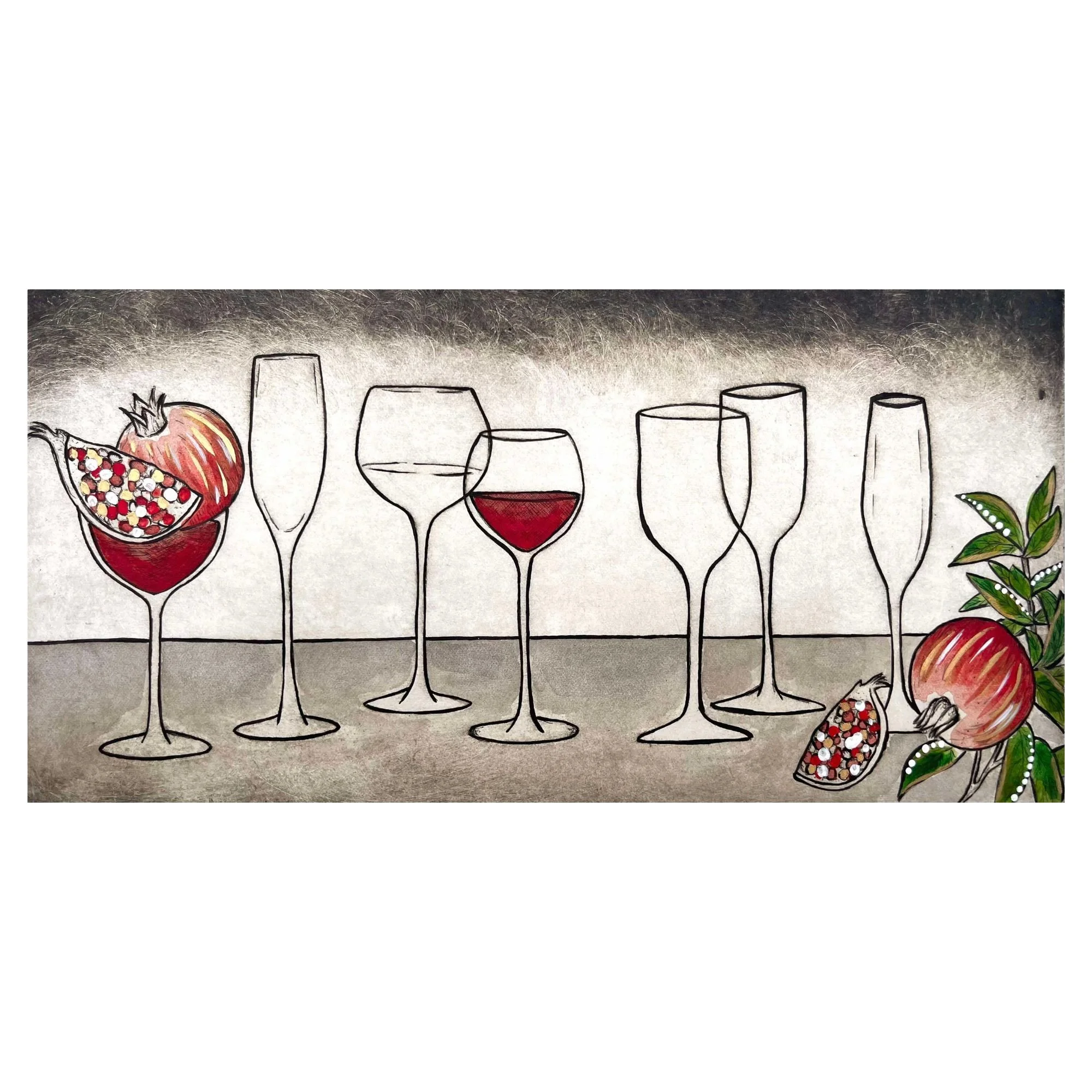 Pomegranate Wine Etching
