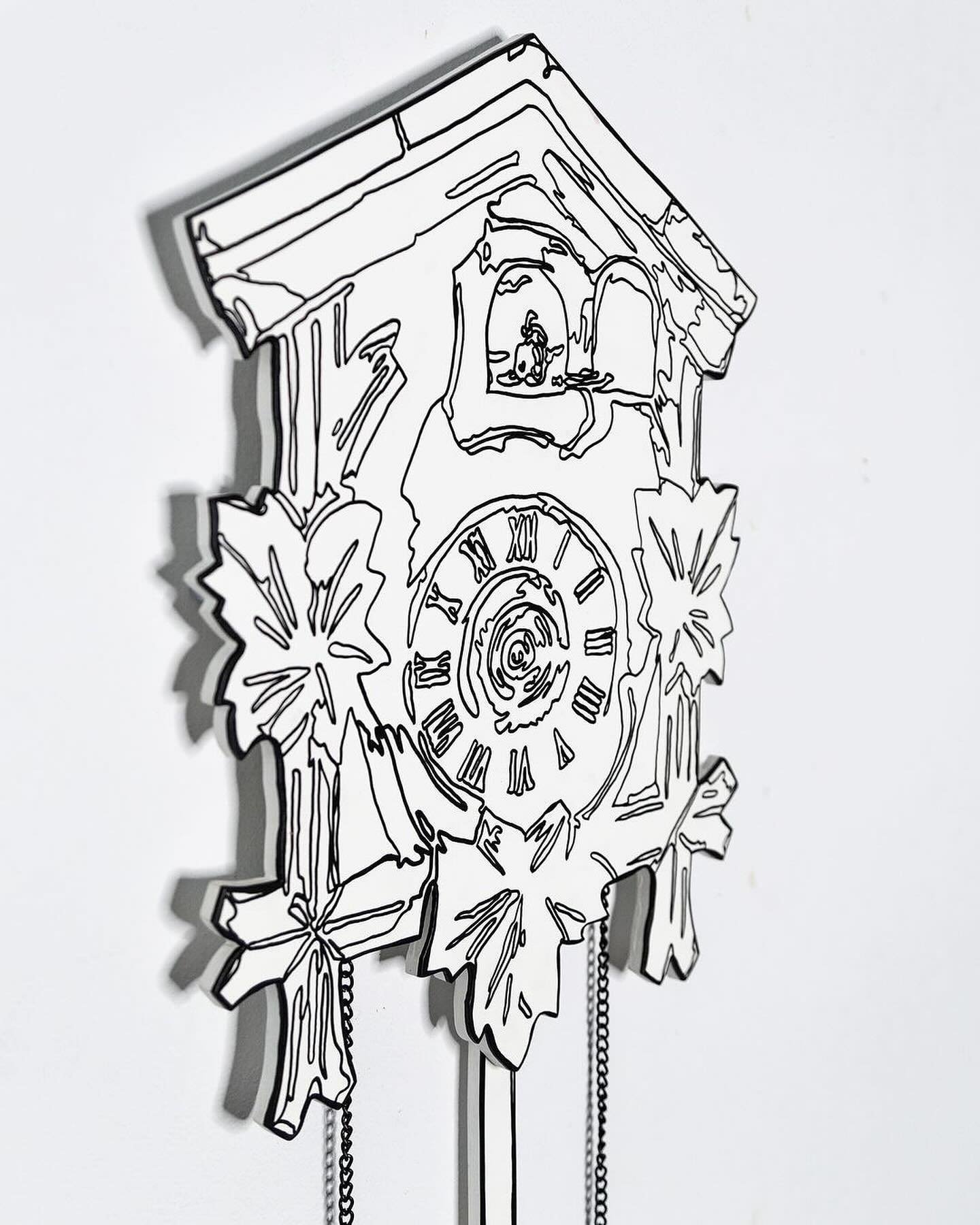 Reposting this as an experiment:

Untitled (Cuckoo Clock), 2022
Acrylic on board, metal chain
95 x 36 cm | 37 x 14 inches
Available to collectors
&bull;
Linked to a vivid childhood memory, this piece is an inextricable part of my Home body of work. I