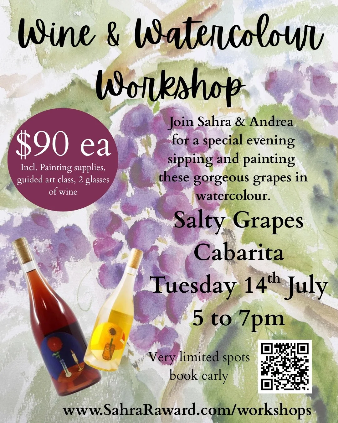 This is going to be fun!!!
🍇 Painting &amp; Sipping @ Salty Grapes in Cabarita
🍇 Paint these gorgeous grapes and vines while sipping gorgeous wines with Andrea from Salty Grapes
🍇 Tuesday 14th July ~ 5 to 7pm
🍇 $90 ea ~ Salty Grapes Cabarita
🍇 V