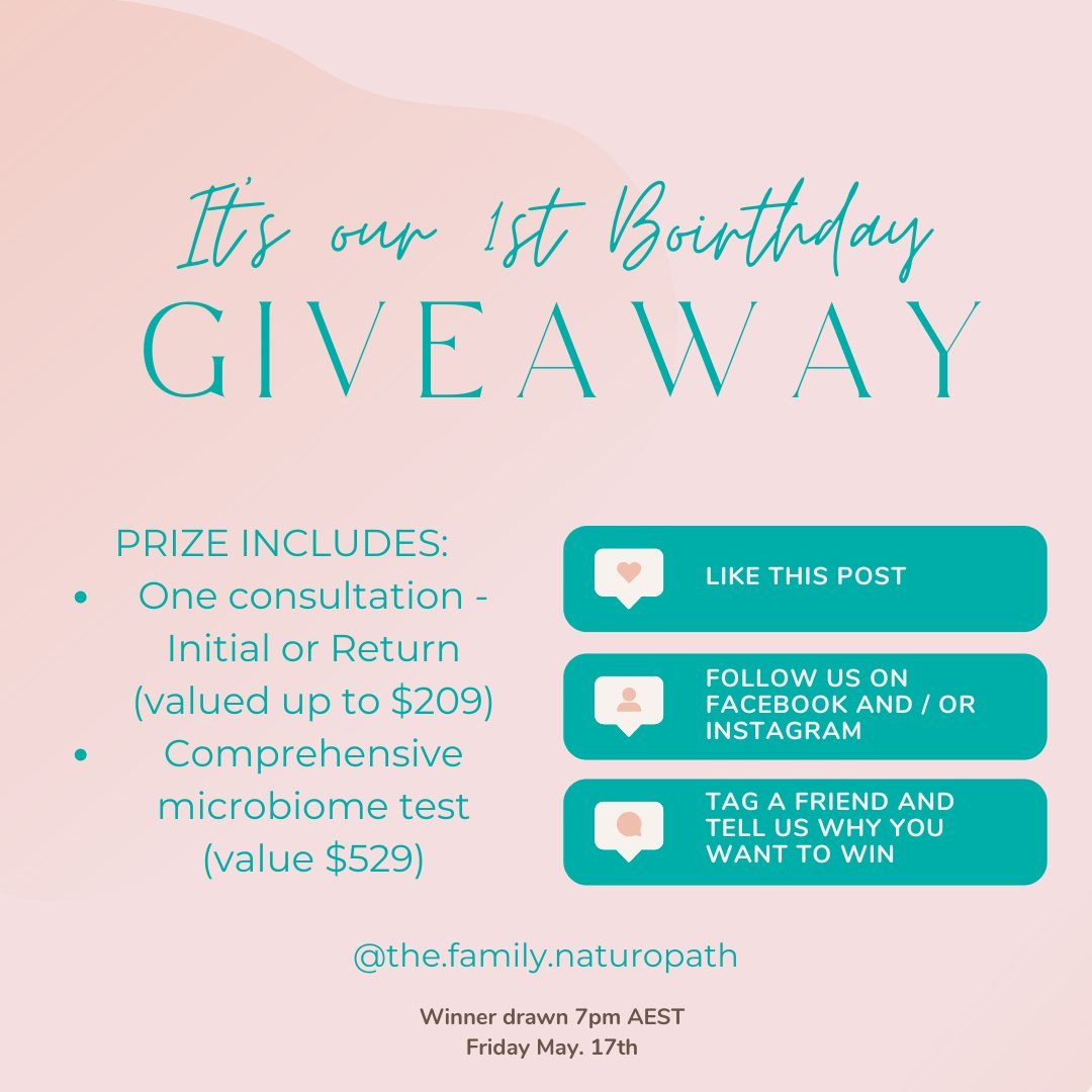 It&rsquo;s our FIRST AUSSIE BIRTHDAY!  And to celebrate we are giving one of YOU an amazing GIFT!
- One Consultation (valued up to $209)
- One microbiome test (value $529)

To enter 
1. Like this post 
2. Follow us on Facebook AND/OR Instagram (enter