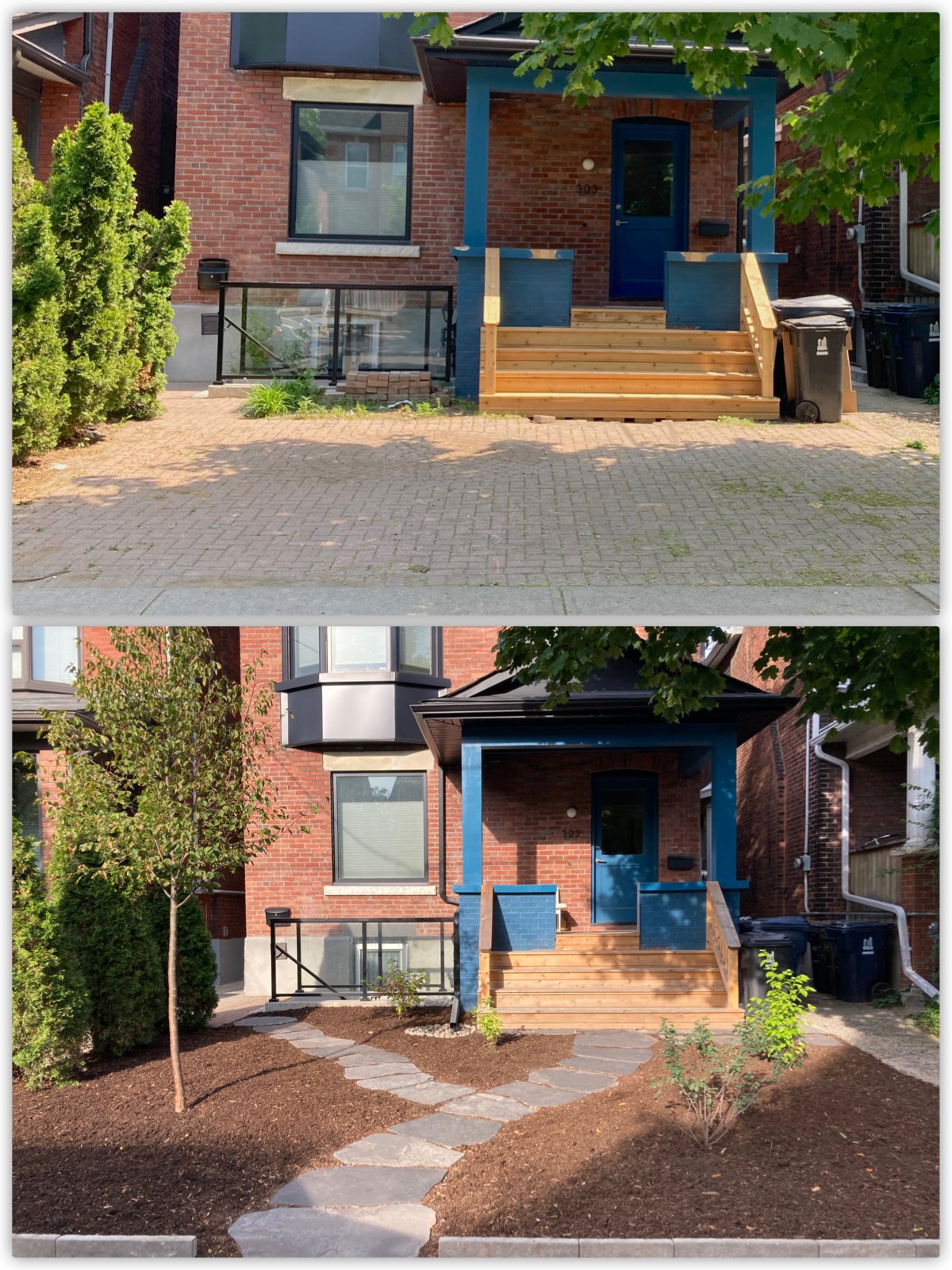 A client's front yard before and after the redesign by City Forest.