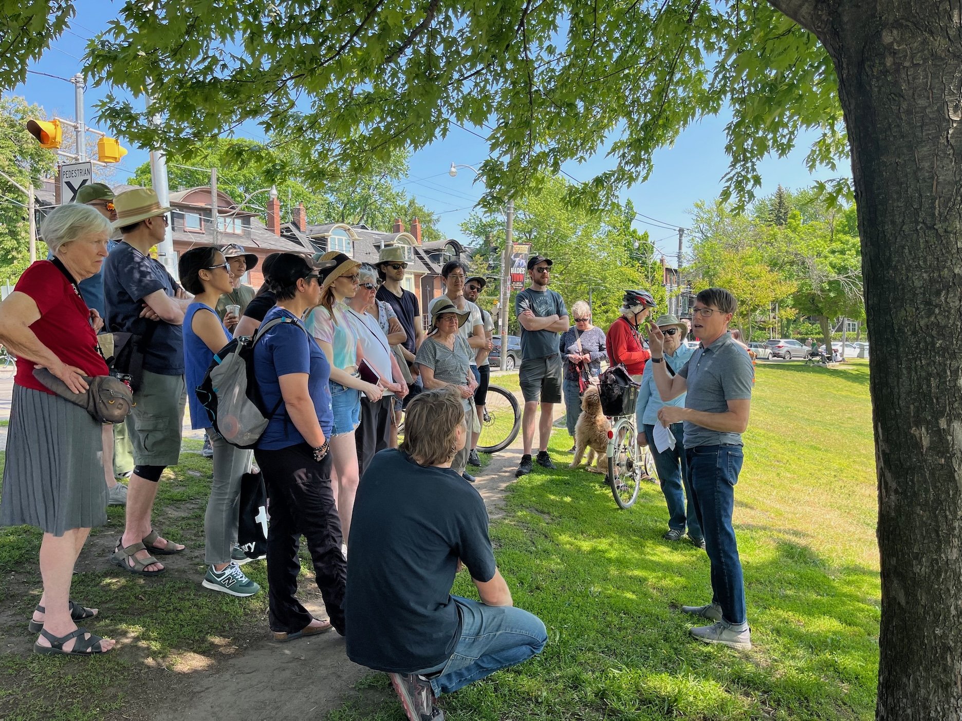 Todd leading residents on a tree walk through Riverdale Park.