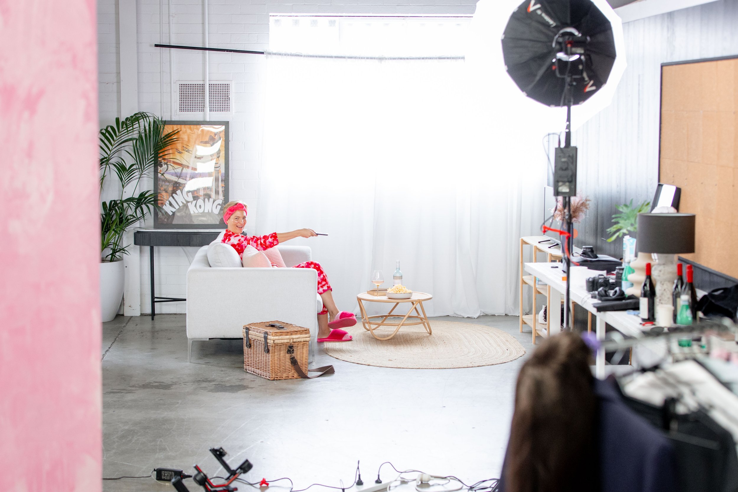 Stef Hanson directing Megan Winter during the 'It's Not You It's Them' campaign shoot, capturing the perfect balance of humour and marketing messaging.