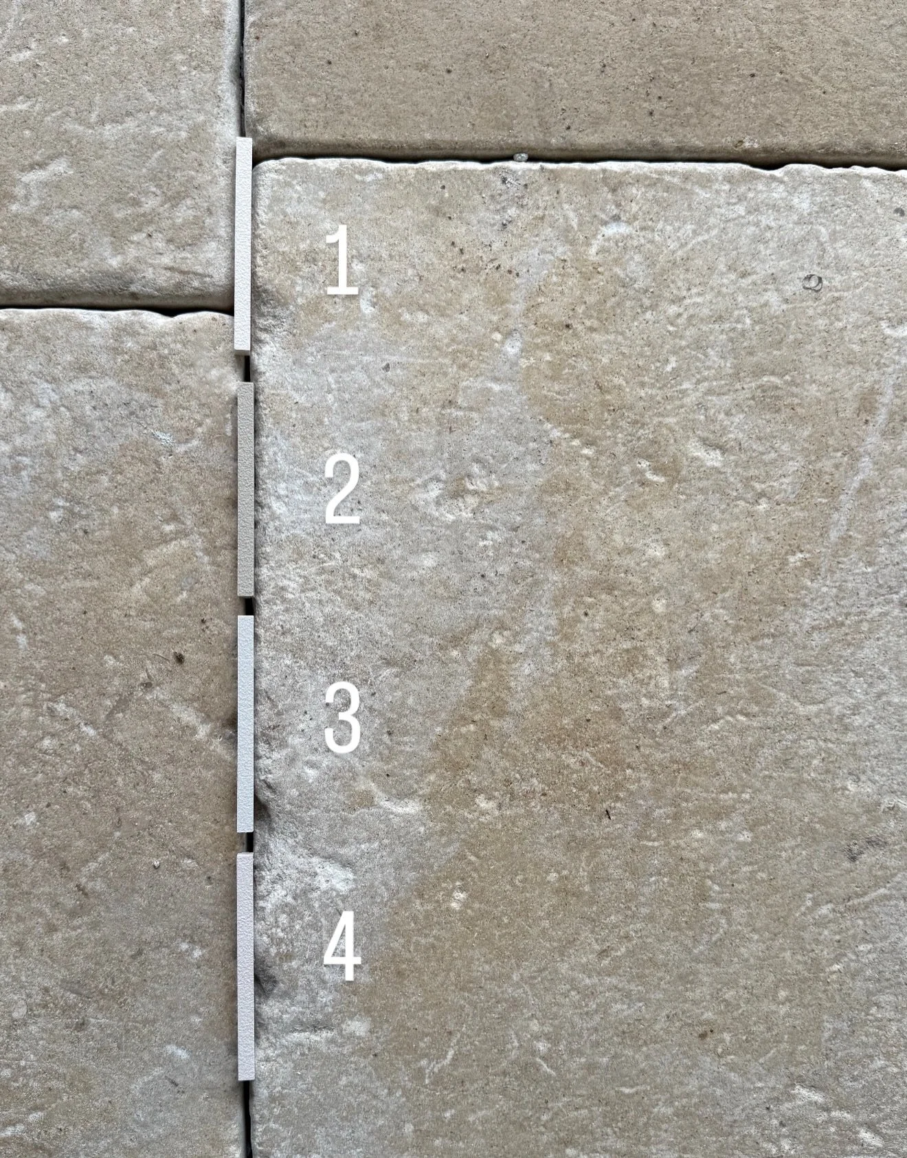Choosing grout for our brushed &amp; tumbled Gambier Limestone 🤍 Which one do you think we went for?