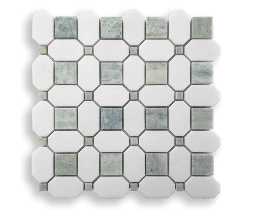 ST2V801/M/CUBE VERDI AND THASSOS CUBE MOSAIC 254X254