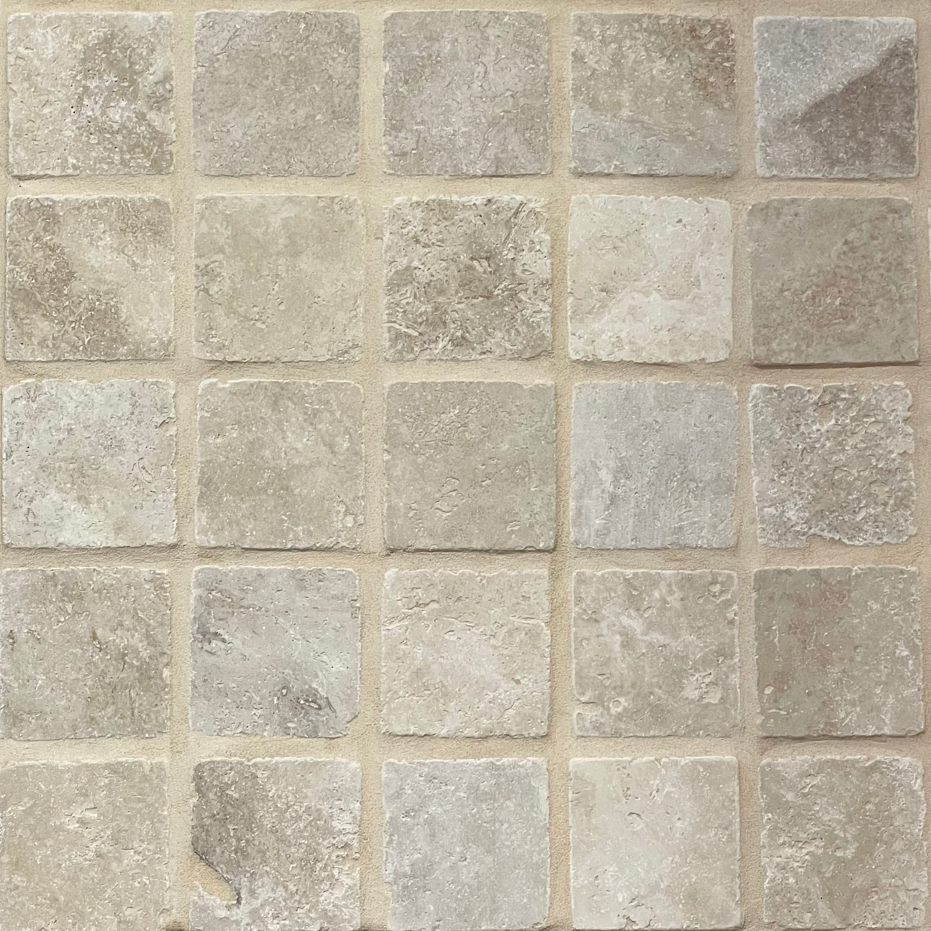 ST6B5101 IVORY TRAV COBBLE TUMBLED 100X100X30MM