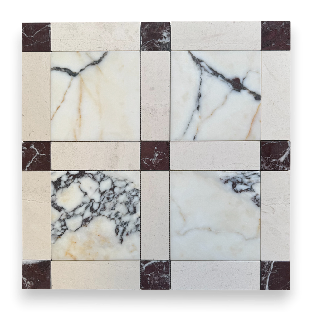 ST2V641/RIV/HON VIOLA, ROSSO & LIMESTONE RIVIERA HONED MARBLE 266X266X10